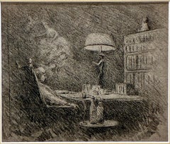 Drawing of Seated Man with Female Apparition