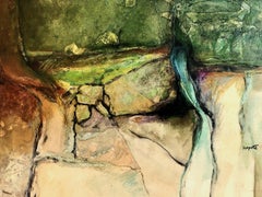 Acquerello astratto “Stream Cliff Cascade”