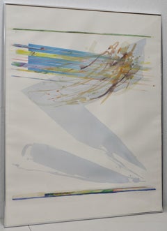 Aquarelle abstraite à grande échelle de Peter Kitchell (né en 1950), c.1979