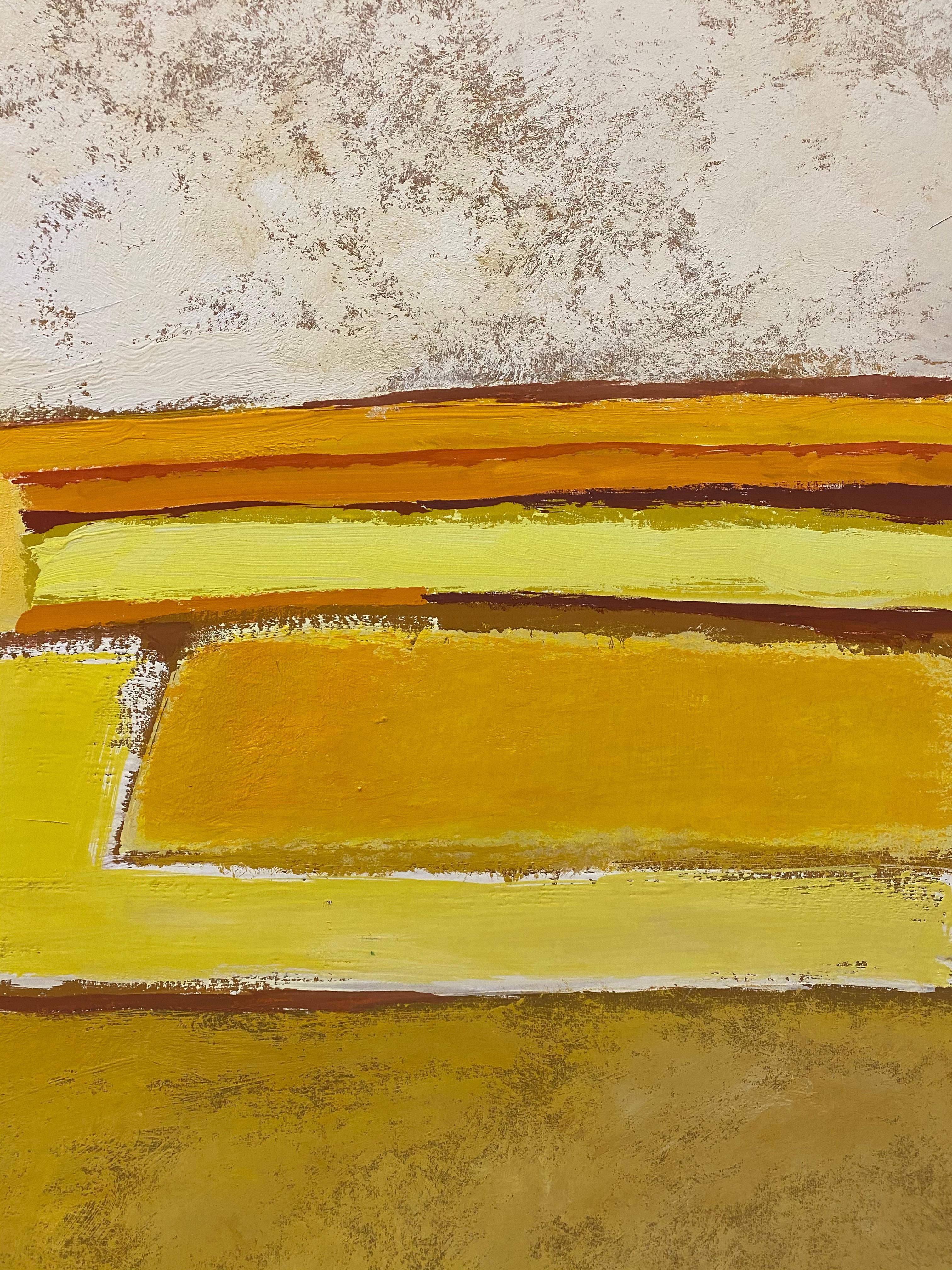 Phyllis Ciment Vintage Abstract in Yellows c.1970 1