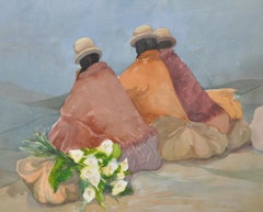 Latin American Women w/ Calla Lilies Original Watercolor by Sabine