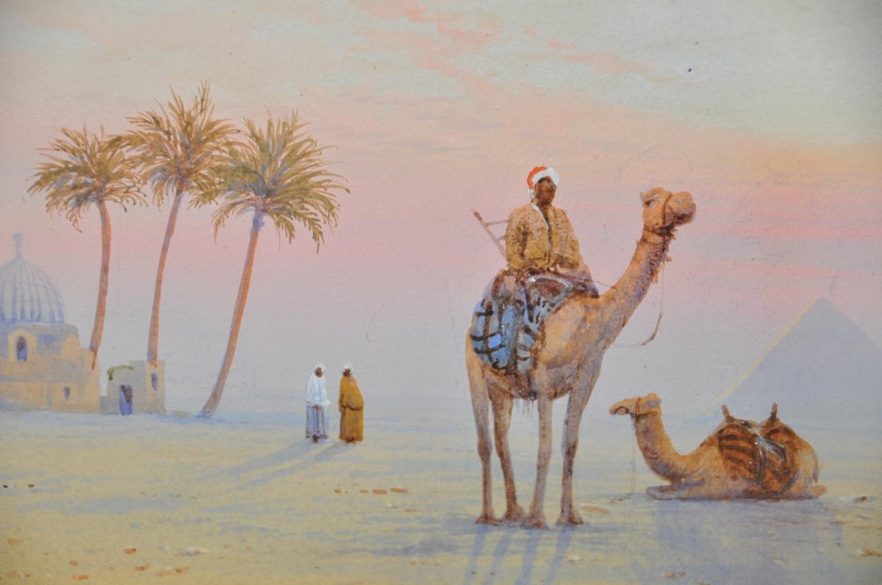 19th Century Watercolor Pyramids at Giza 1