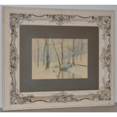 Rufus Way Smith Winter Forest Landscape Watercolor c.1880