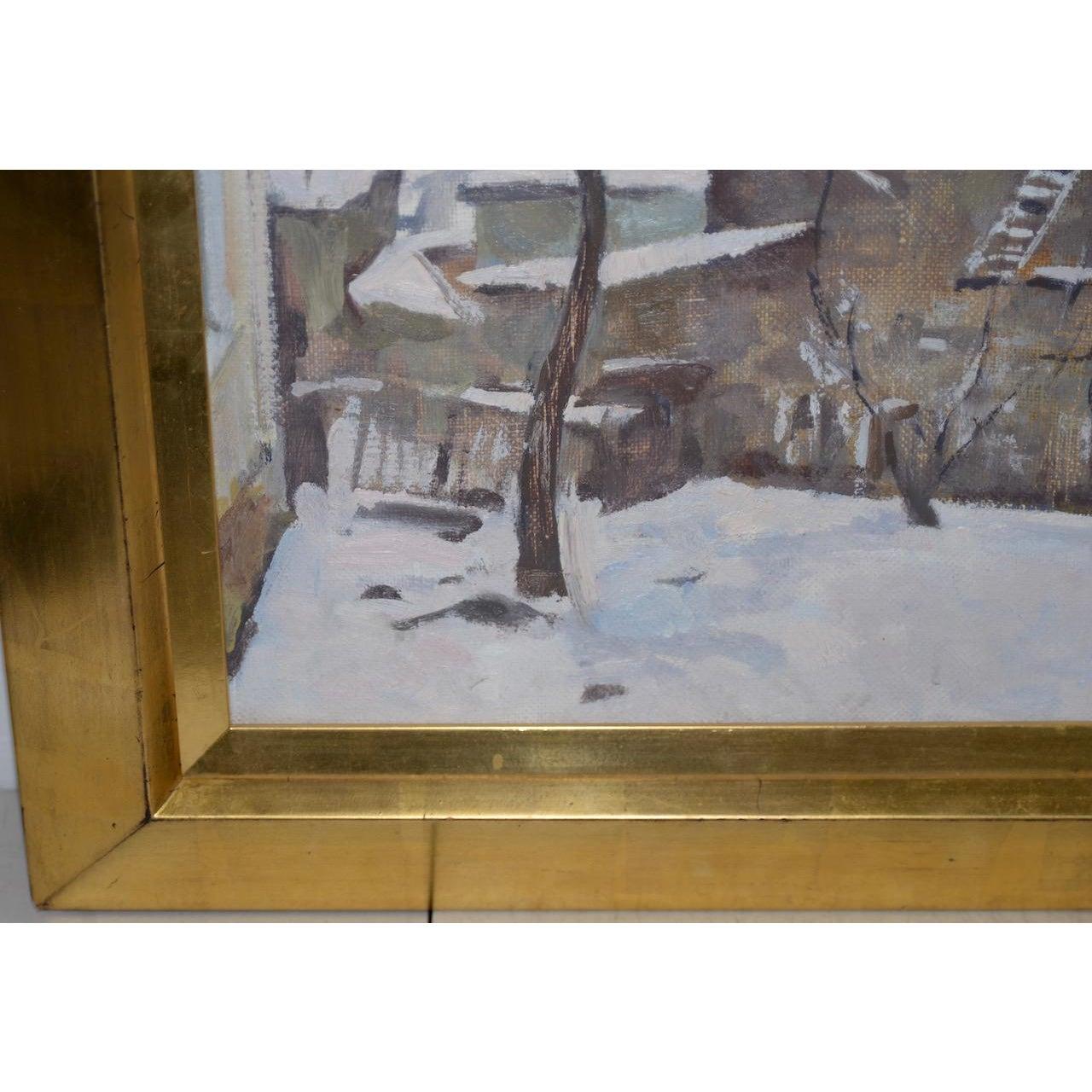 Emmanuil Abramovich Kaminski Winter Landscape w/ Barn c.1970 For Sale 3
