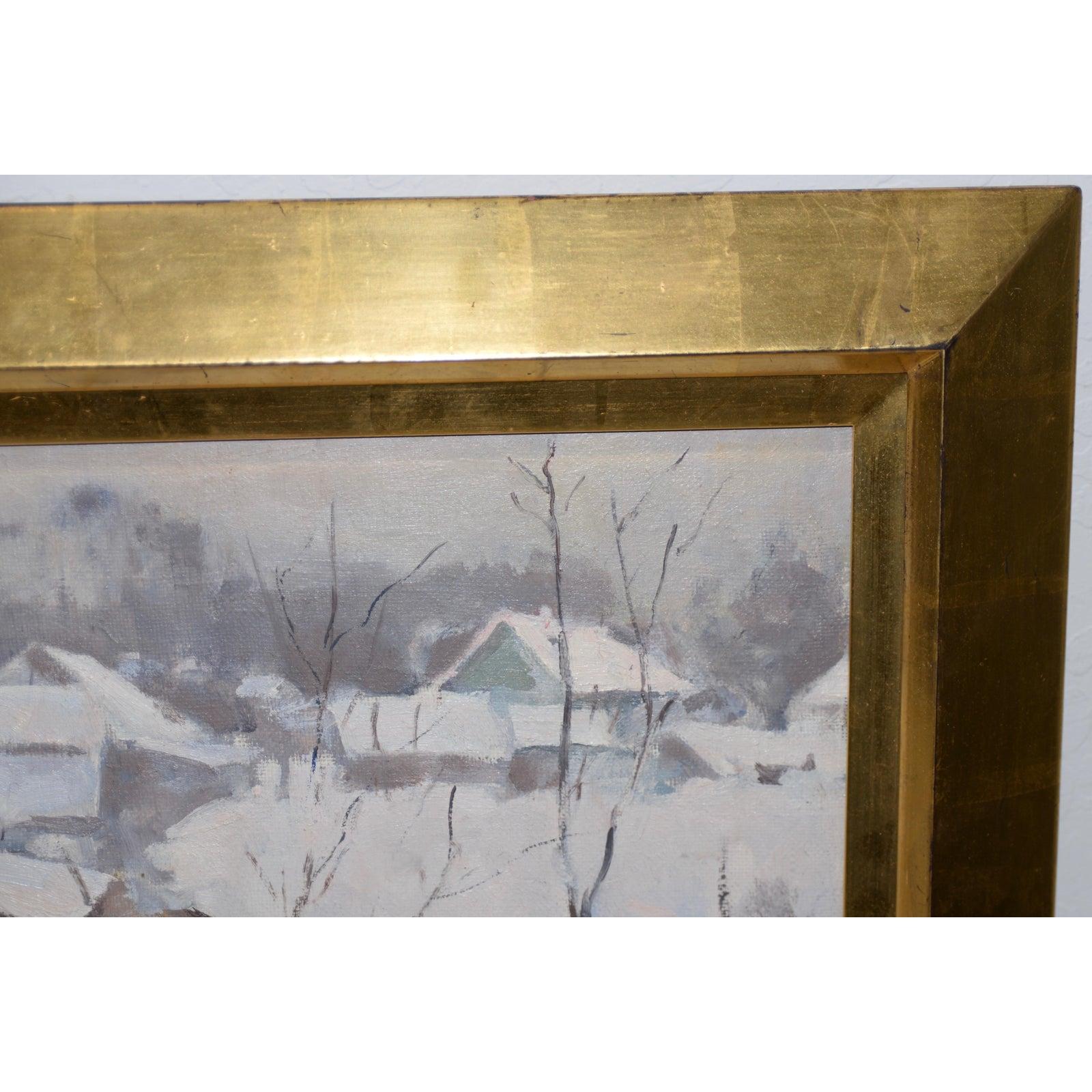Emmanuil Abramovich Kaminski Winter Landscape w/ Barn c.1970 For Sale 2