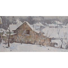 Emmanuil Abramovich Kaminski Winter Landscape w/ Barn c.1970