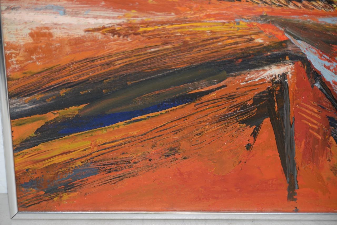 Hilda Pertha Mid Century Modern Abstract Oil Painting c.1973 4
