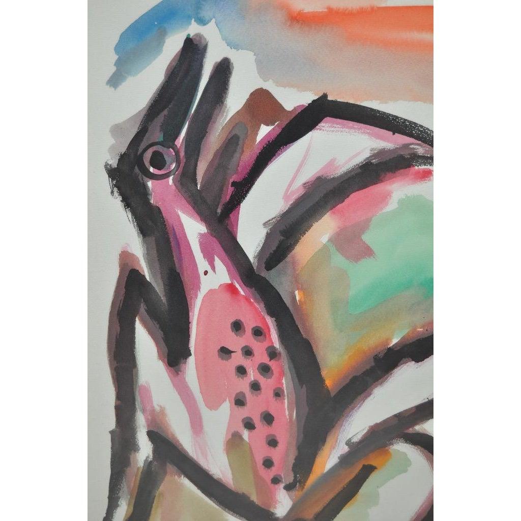 TIGA (Jean Claude Garoute, Haitian) Original Watercolor c.1971 3