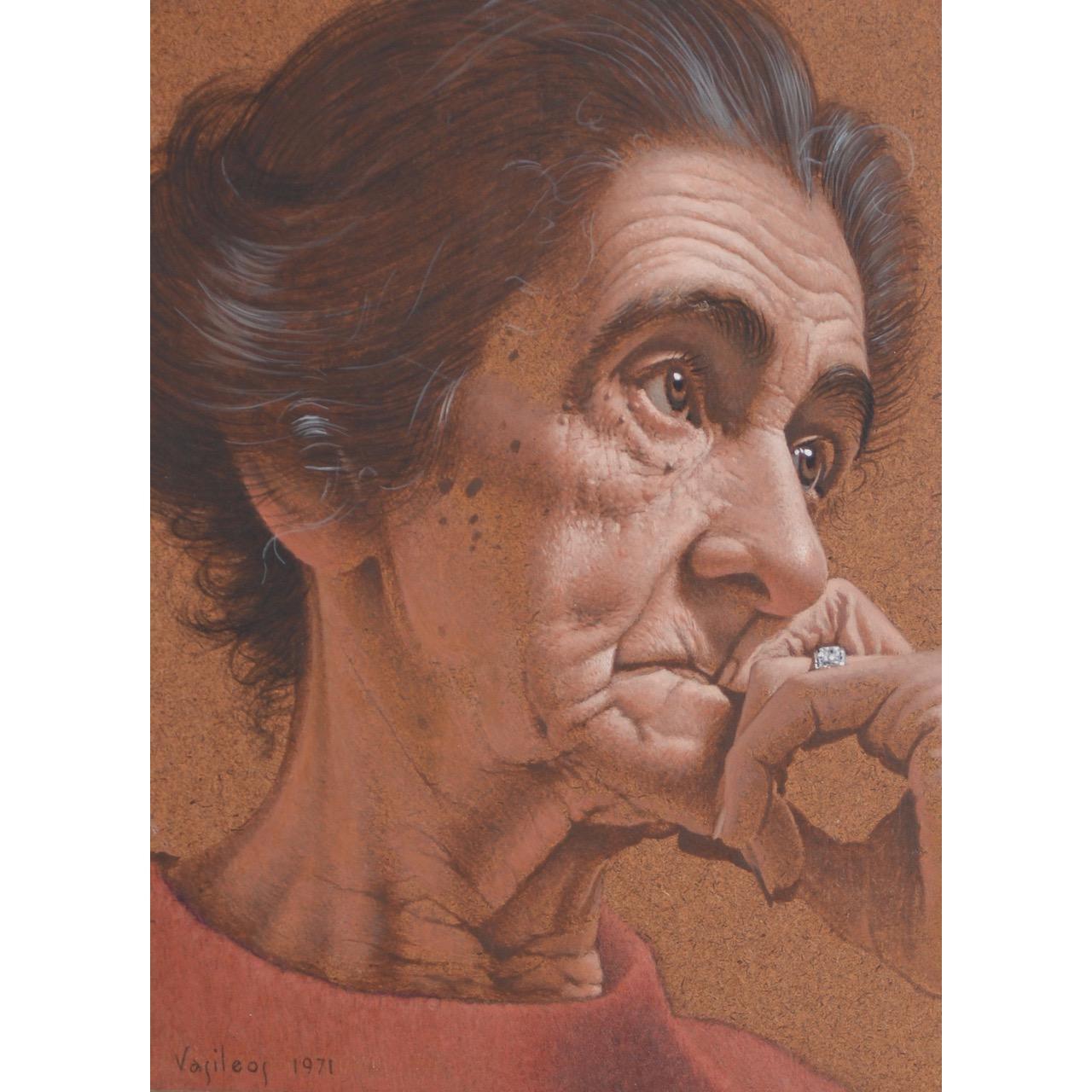 Vasileos Kapousouz (Greek, b.1912-1985) Portrait of Woman c.1971

Fine oil portrait of an older woman with a diamond ring. The painting is created with oils on masonite.

This is one of the finest realism paintings in our collection.

Masonite