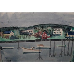Jason Schoener "Boothbay Harbor" Original Watercolor c.1950s