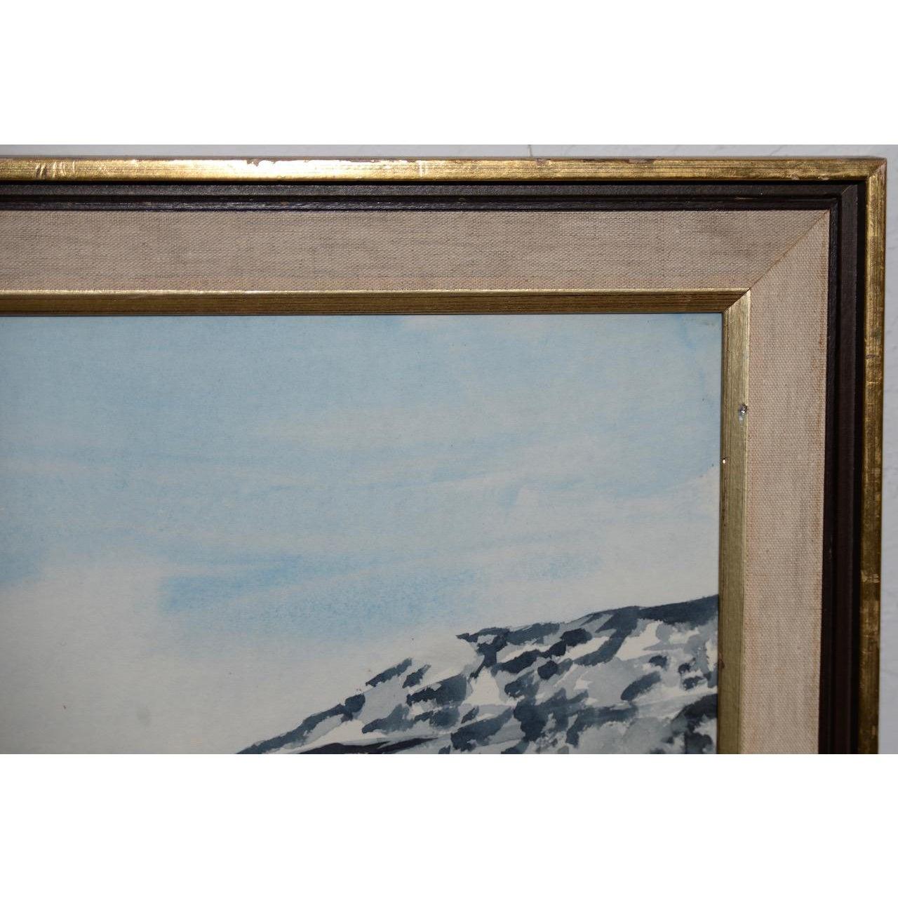 Jack Hambleton Snowy Industrial Landscape Watercolor c.1970 For Sale 2