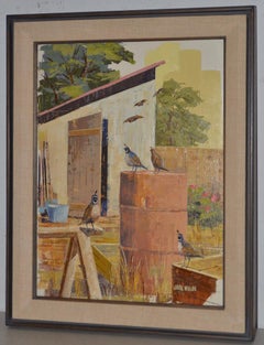 Jack Wilson "The Backyard Gang" Original Palette Knife Painting c.1970