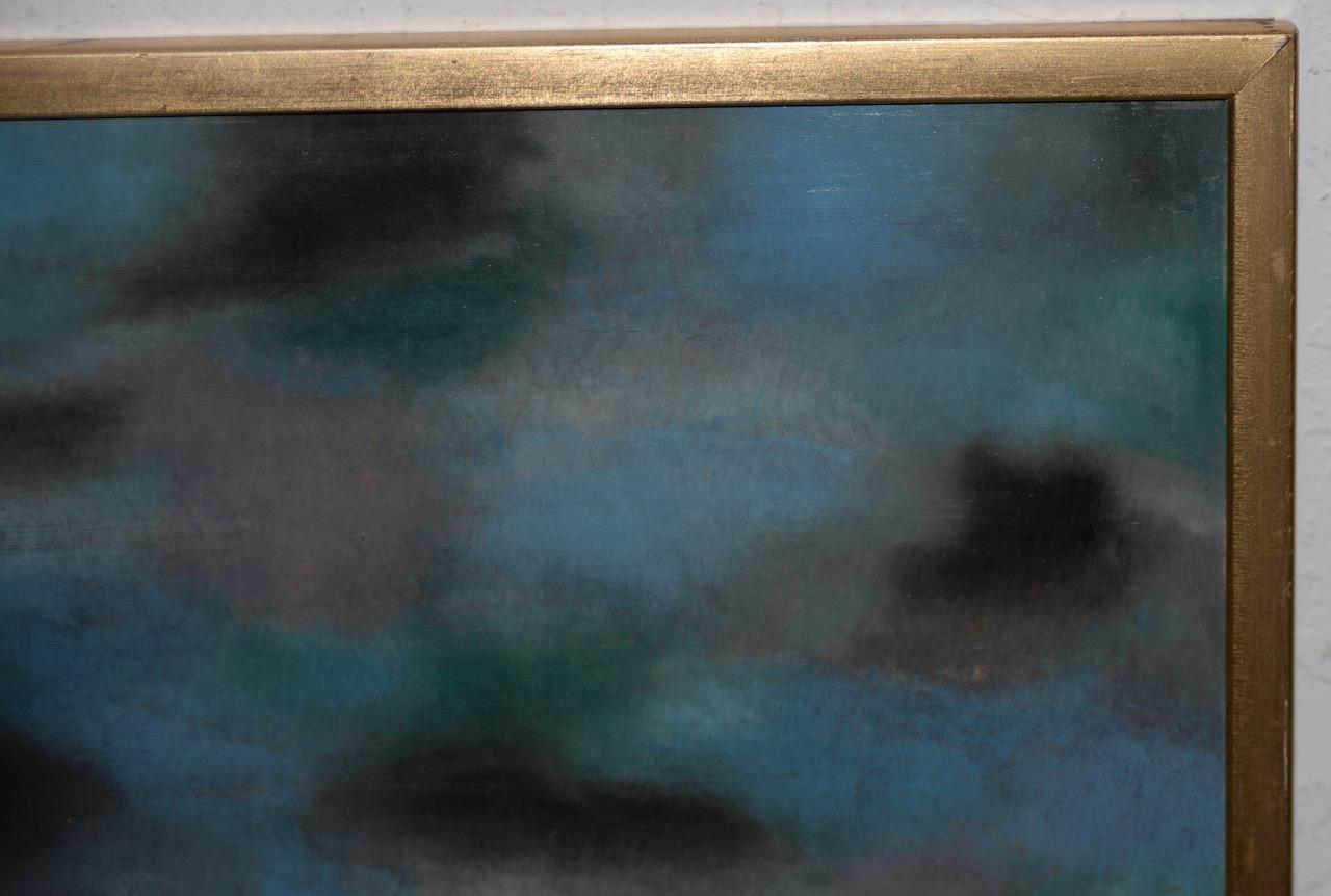 Paisaje surrealista con figuras de Rachid Kamoun C.1959 en venta 2
