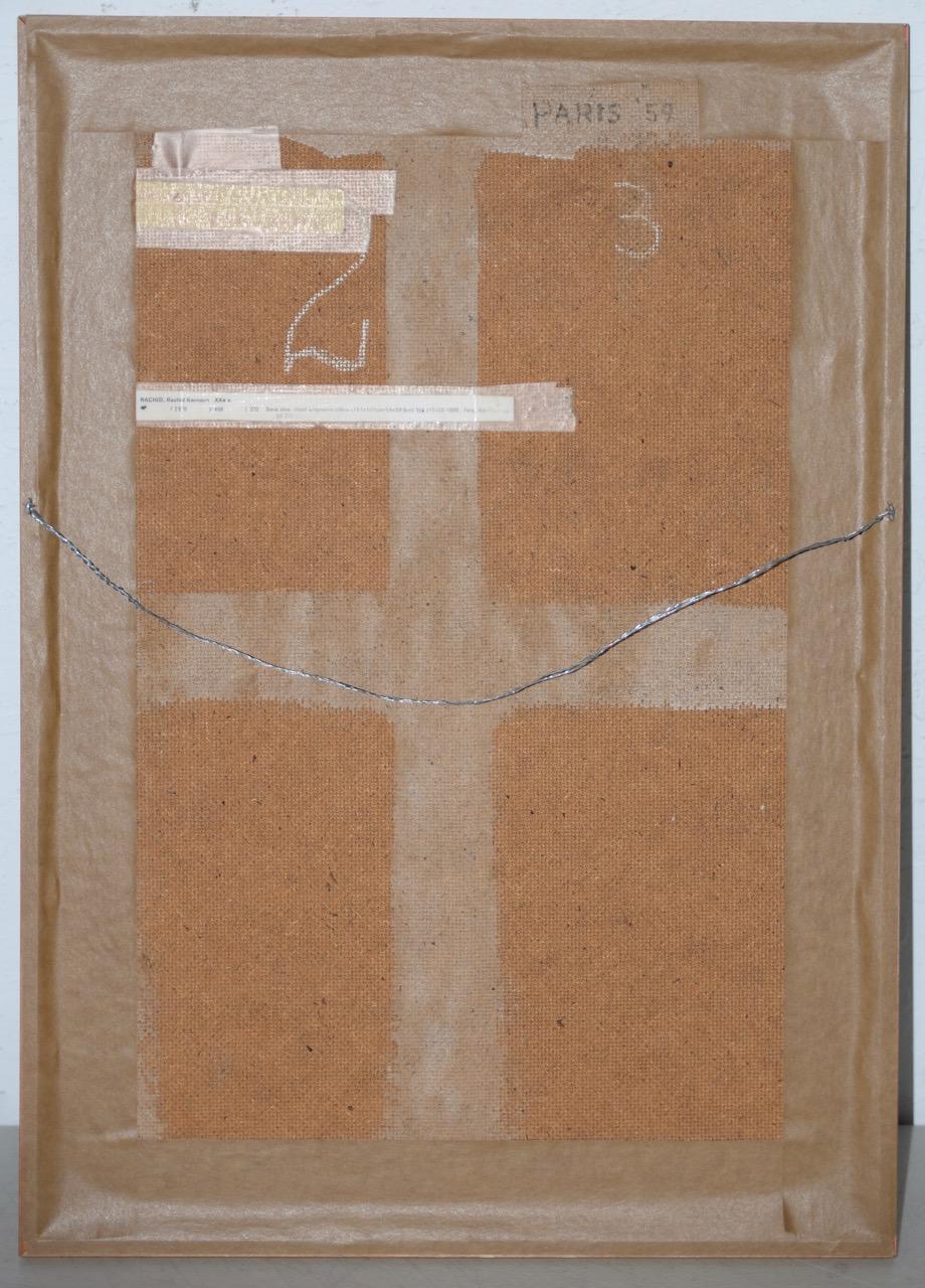Paisaje surrealista con figuras de Rachid Kamoun C.1959 en venta 7