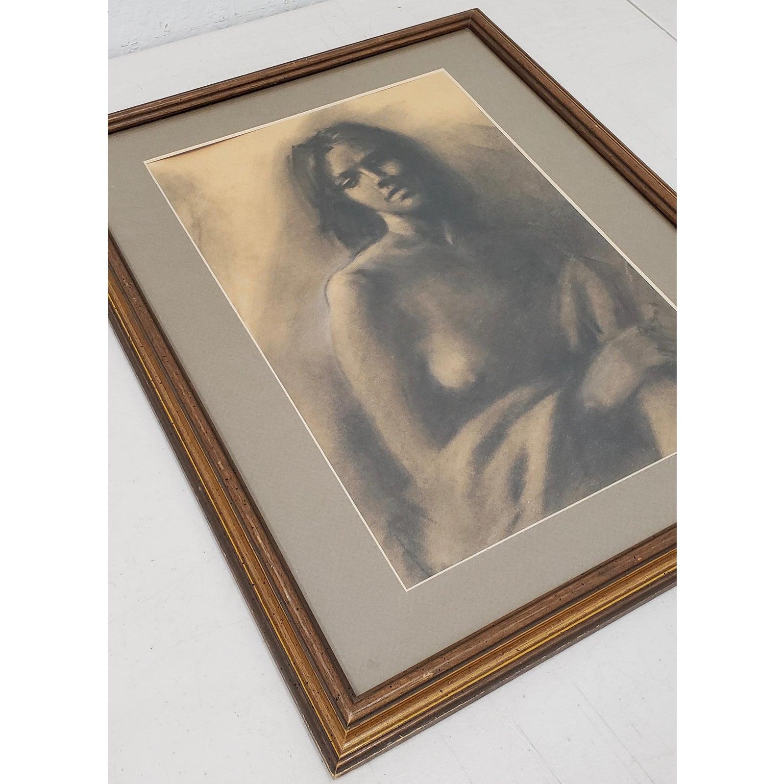 Portrait en graphite fin de belle jeune femme par R.G. Le Smith - Impressionnisme Art par Unknown