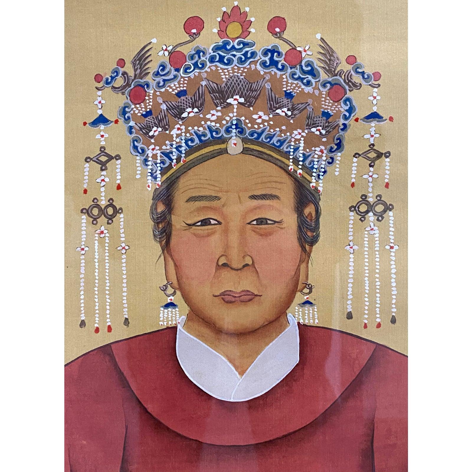 Emperor and Empress Chinese Paintings - Brown Portrait Painting by Unknown