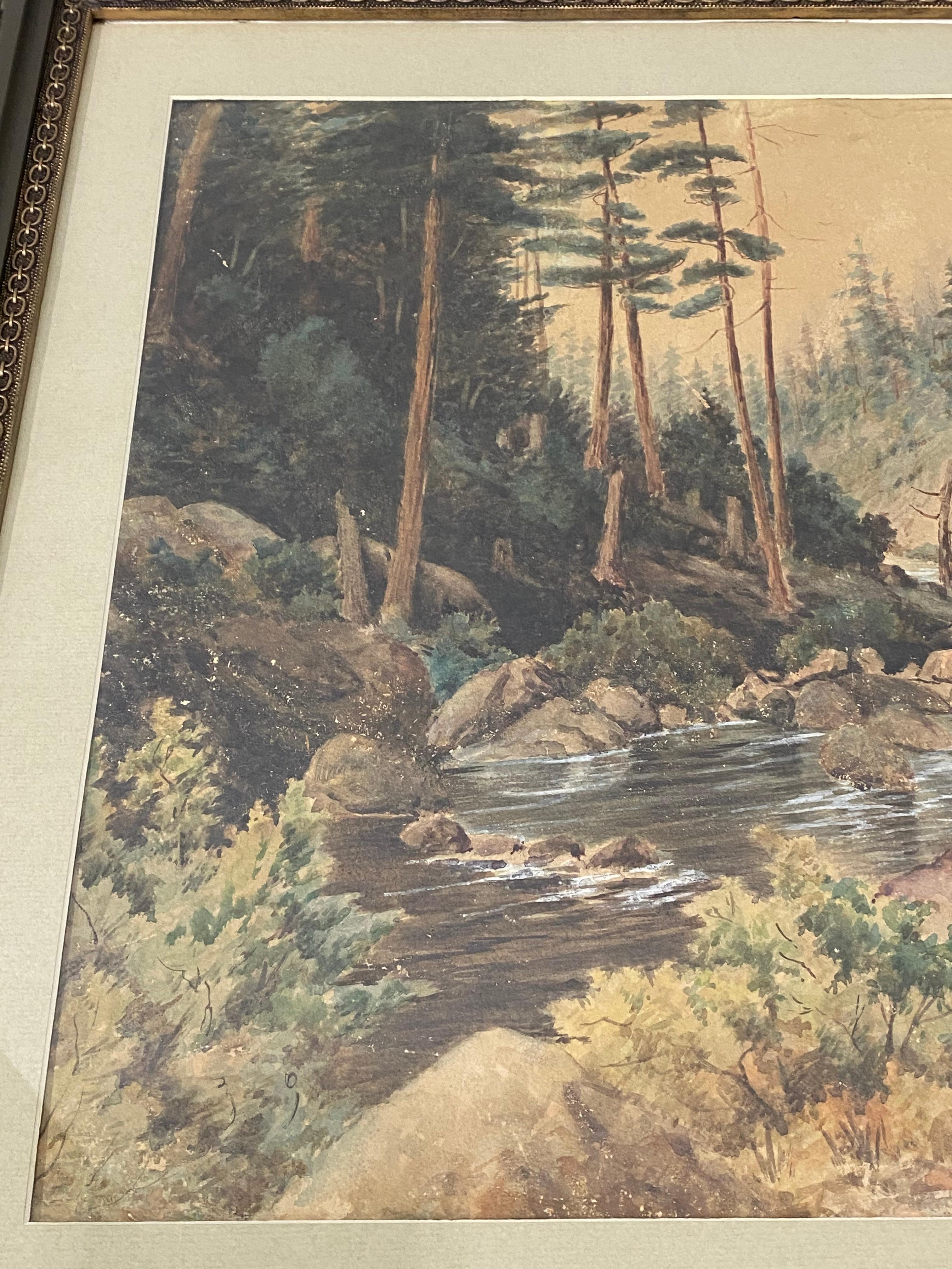 Early 20th Century River Landscape Watercolor Painting - Art by Unknown