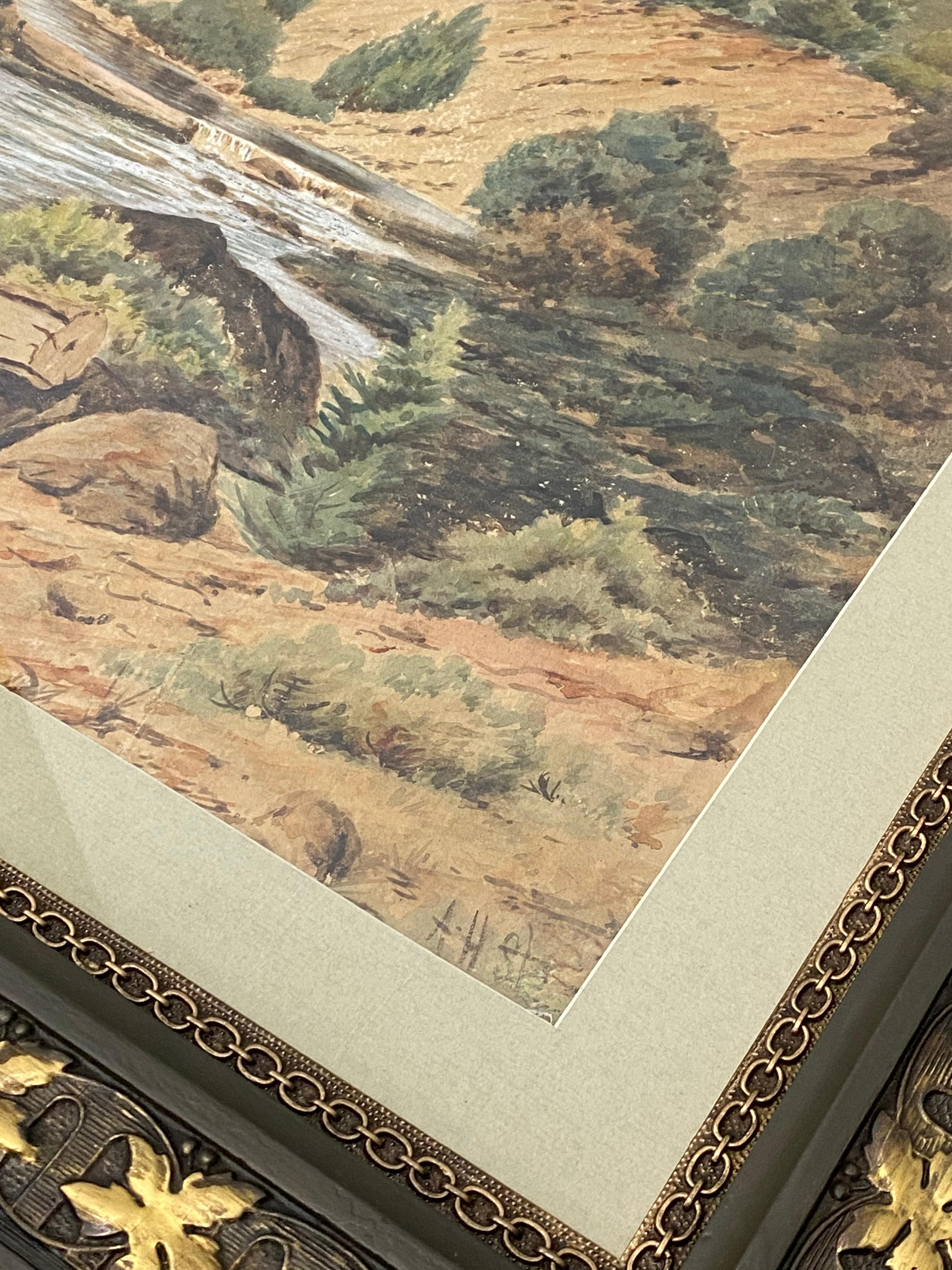 Acuarela de paisaje fluvial de principios del siglo XX en venta 2