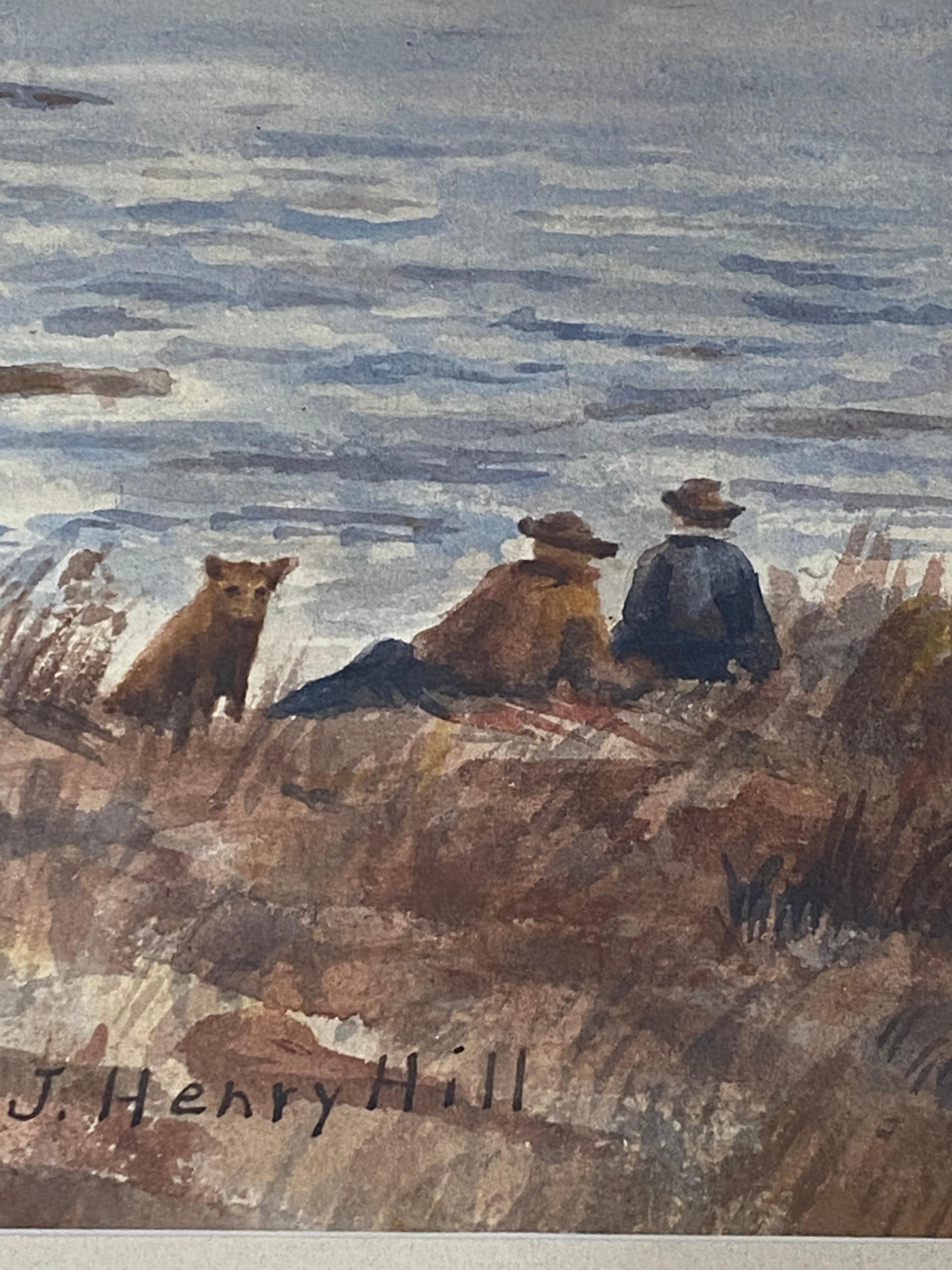 John Henry Hill (1839-1922) Original Coastal Landscape W/ Figures C.1900 For Sale 3