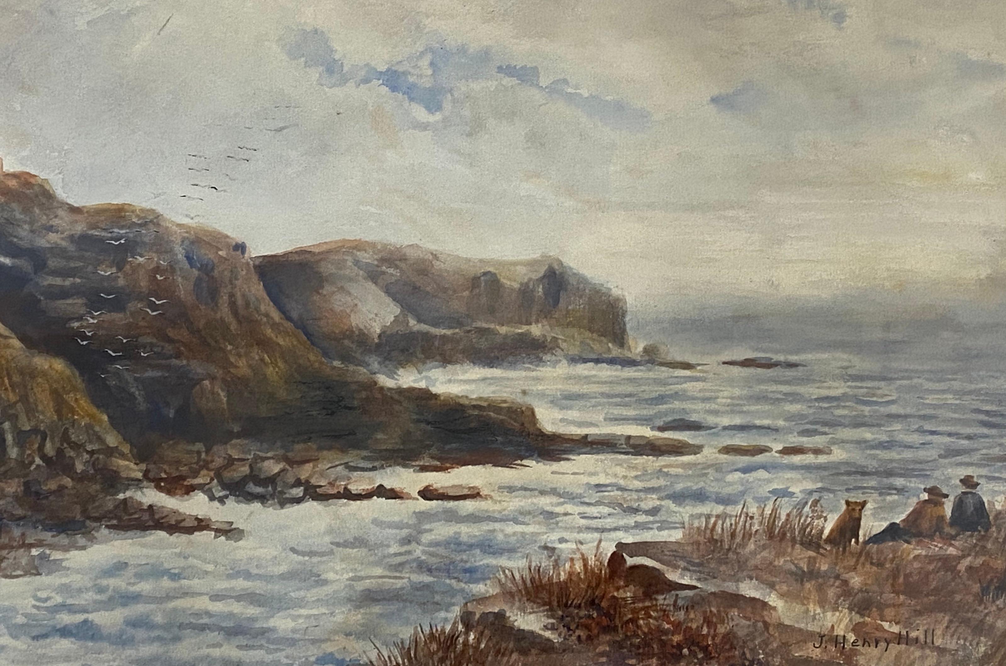 John Henry Hill (1839-1922) Original Coastal Landscape W/ Figures C.1900 For Sale 4