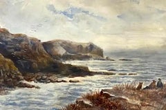 John Henry Hill (1839-1922) Original Coastal Landscape W/ Figures C.1900