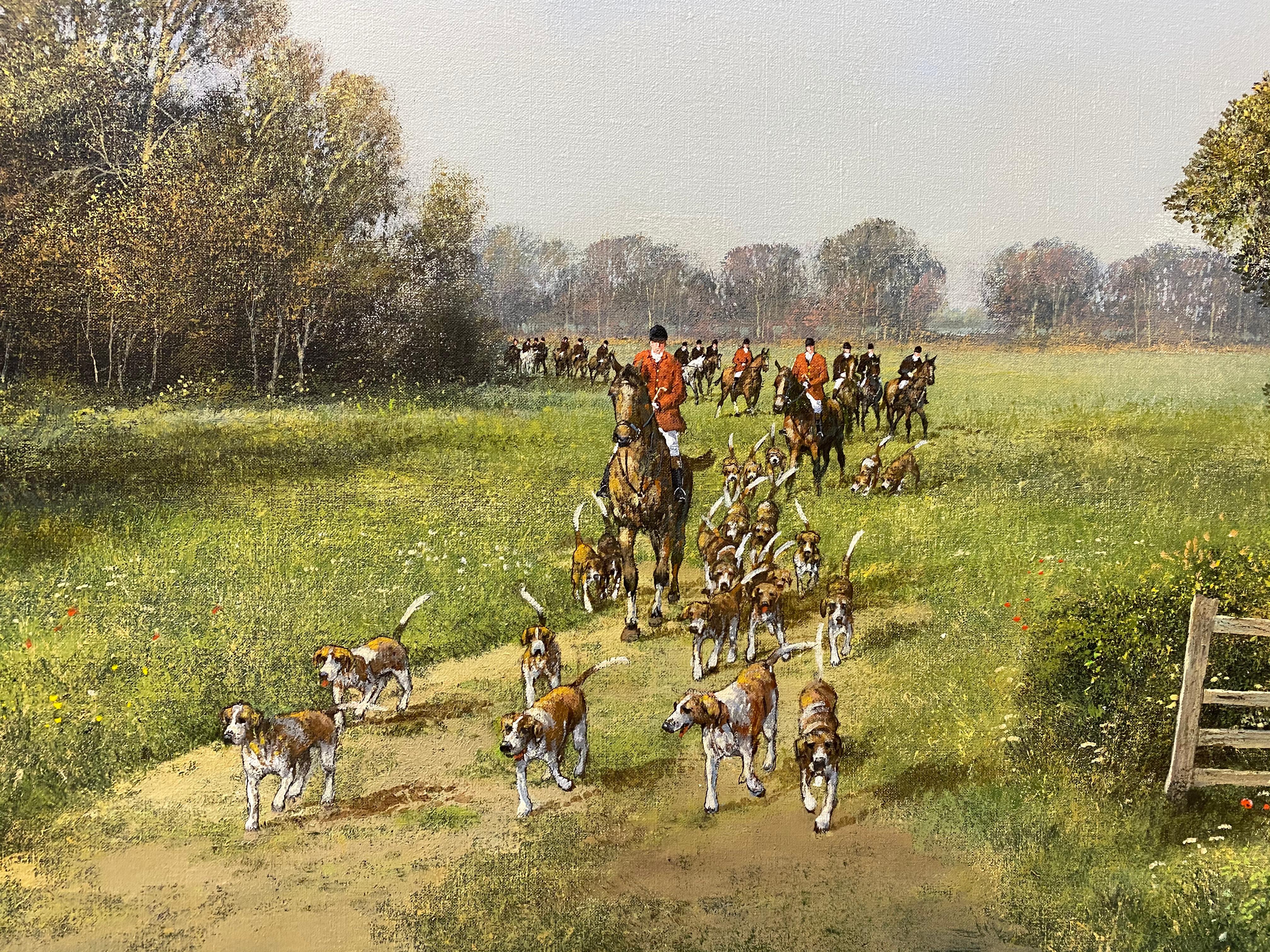 « Countryside Hunt », huile sur toile originale de Clive Madgwick, vers 1980 en vente 1