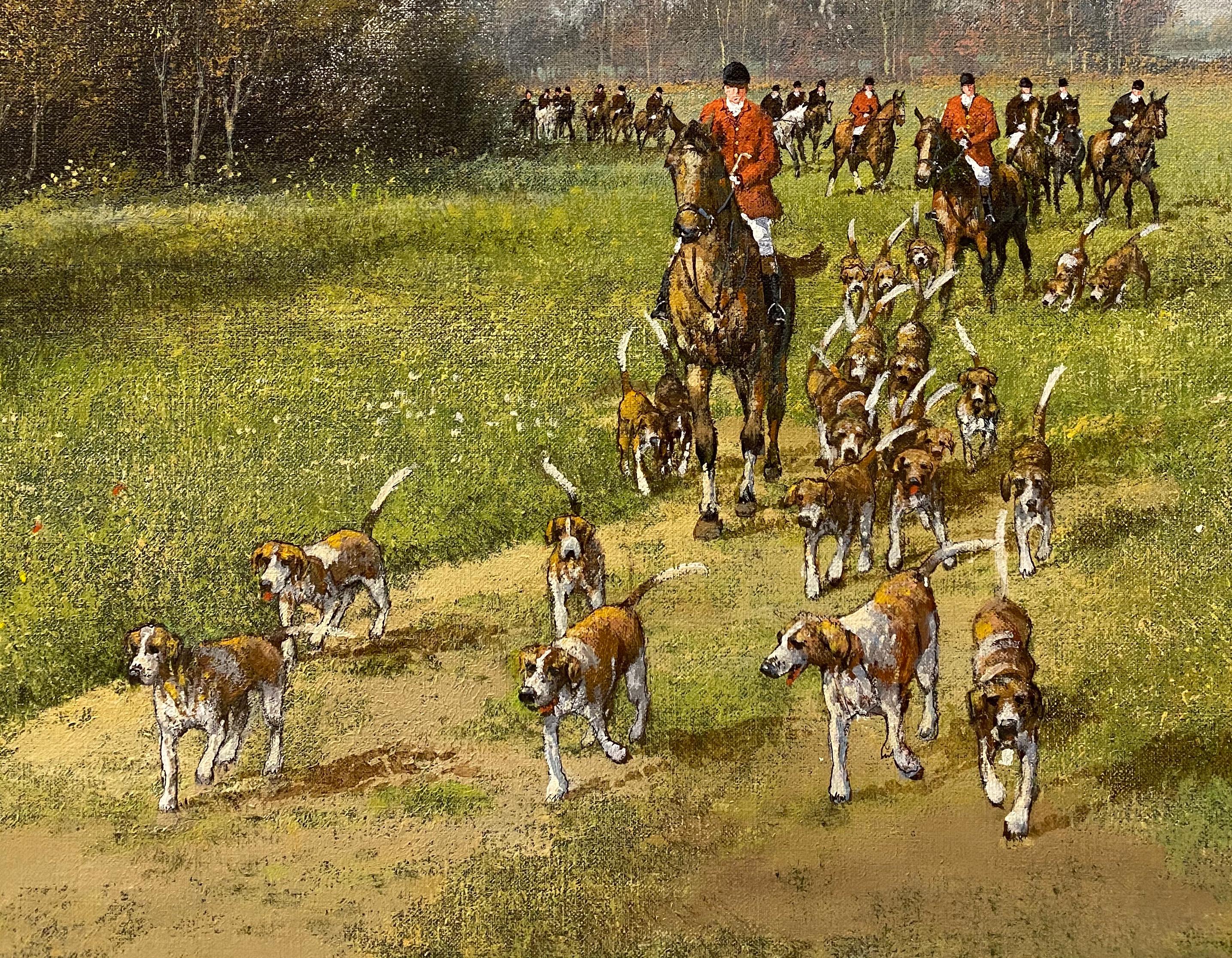 « Countryside Hunt », huile sur toile originale de Clive Madgwick, vers 1980 en vente 2