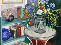 Rafael Duran Benet "Eucalyptus and Flowers" Still Life Oil Painting 20th c.