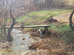 Victor Mytteis Paesaggio di campagna ungherese con figure, 1902 ca.