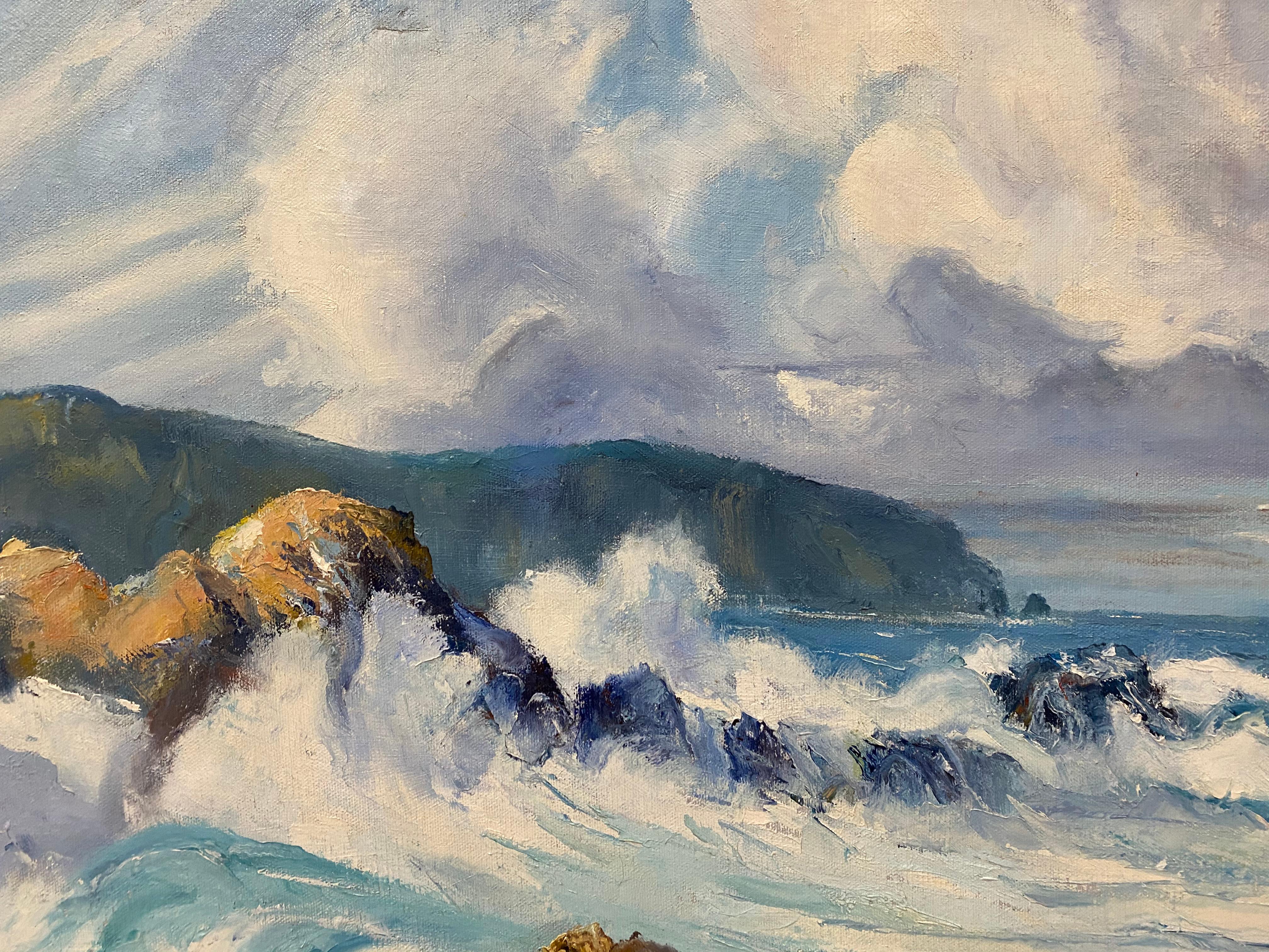 Bennett Bradbury California Coastal Seascape Oil Painting C.1970 2