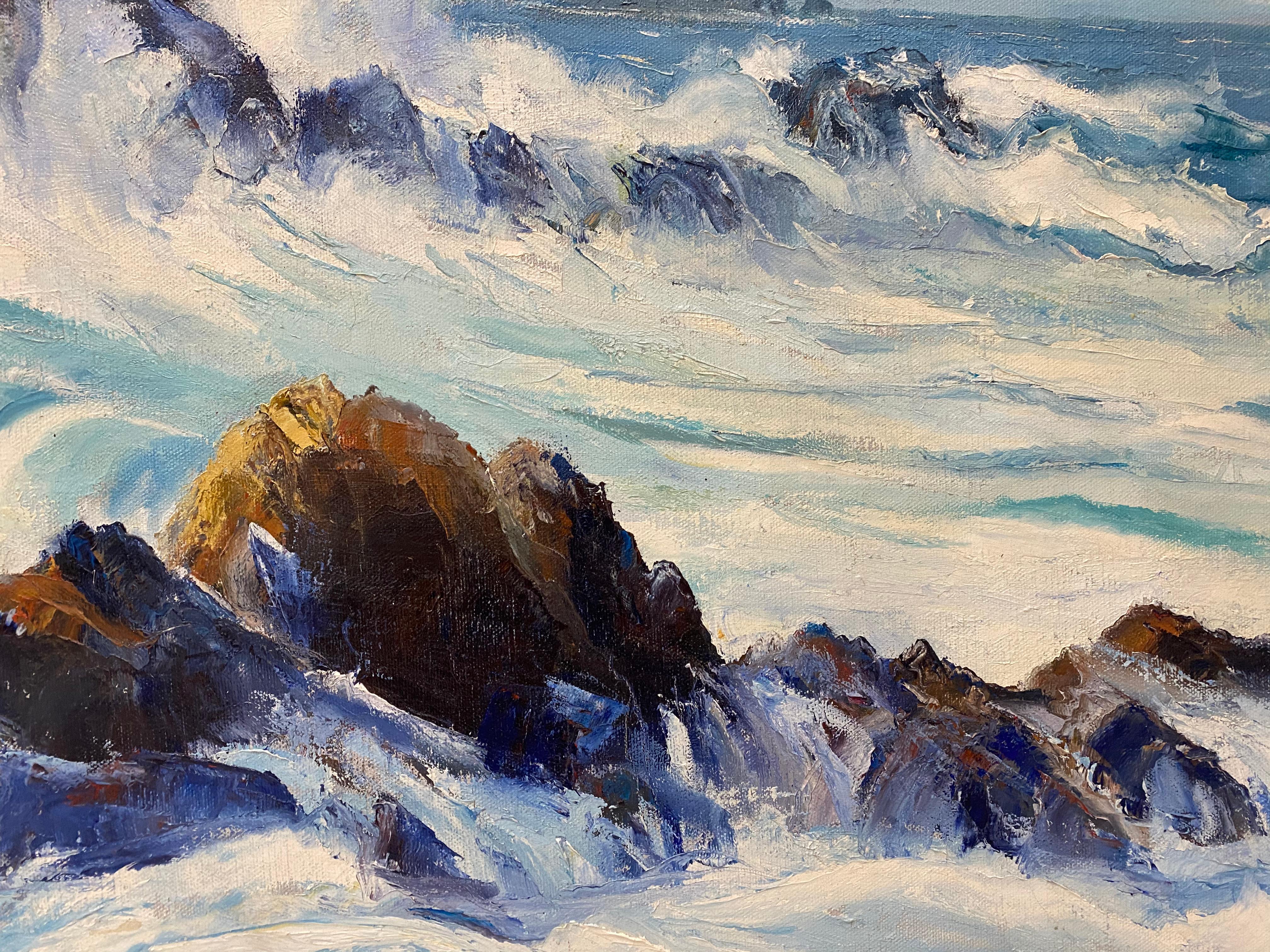 Bennett Bradbury California Coastal Seascape Oil Painting C.1970 3