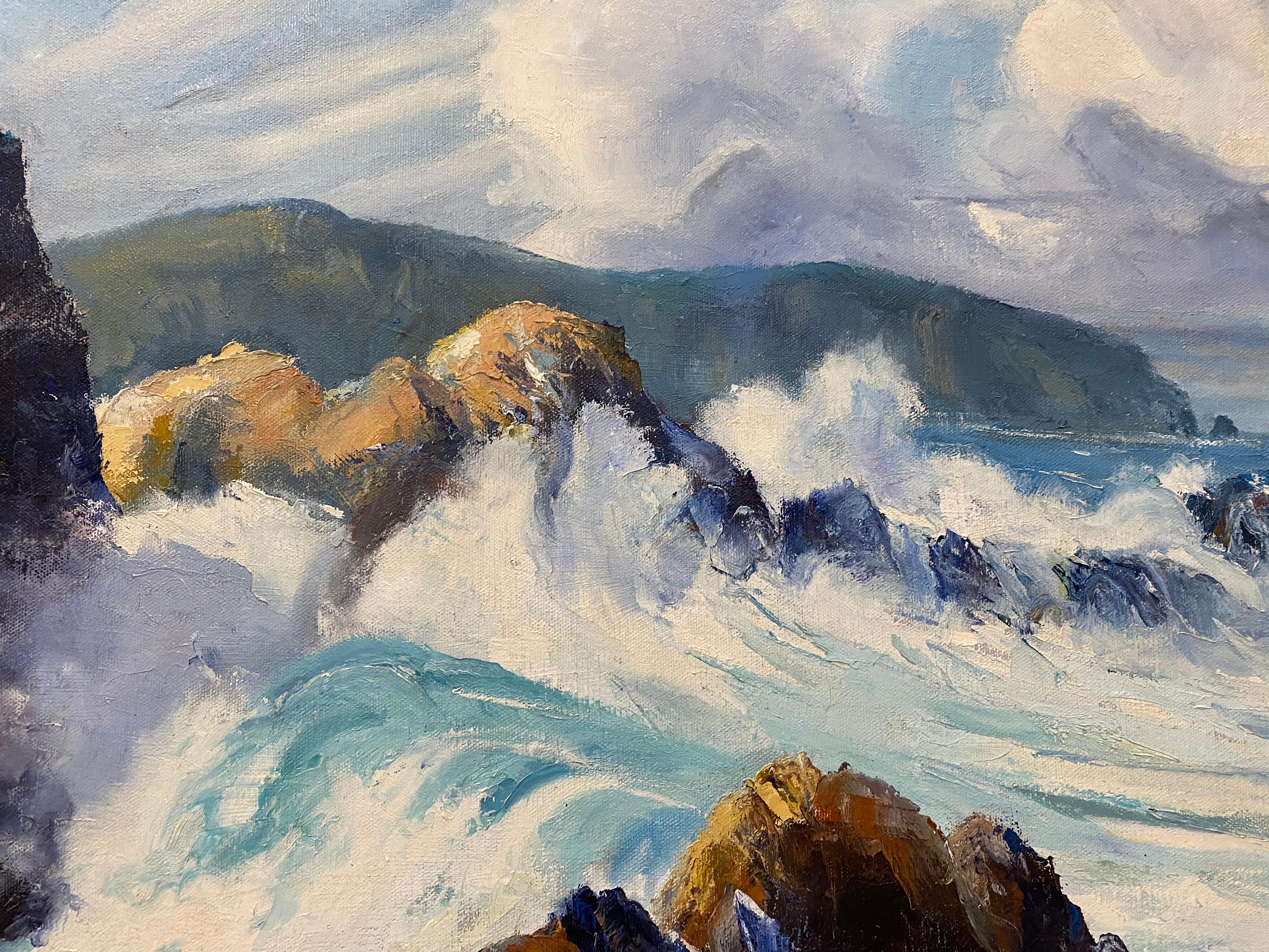 Bennett Bradbury California Coastal Seascape Oil Painting C.1970 5
