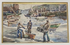 John Chetcuti "Fishermen" Original Watercolor c.1950