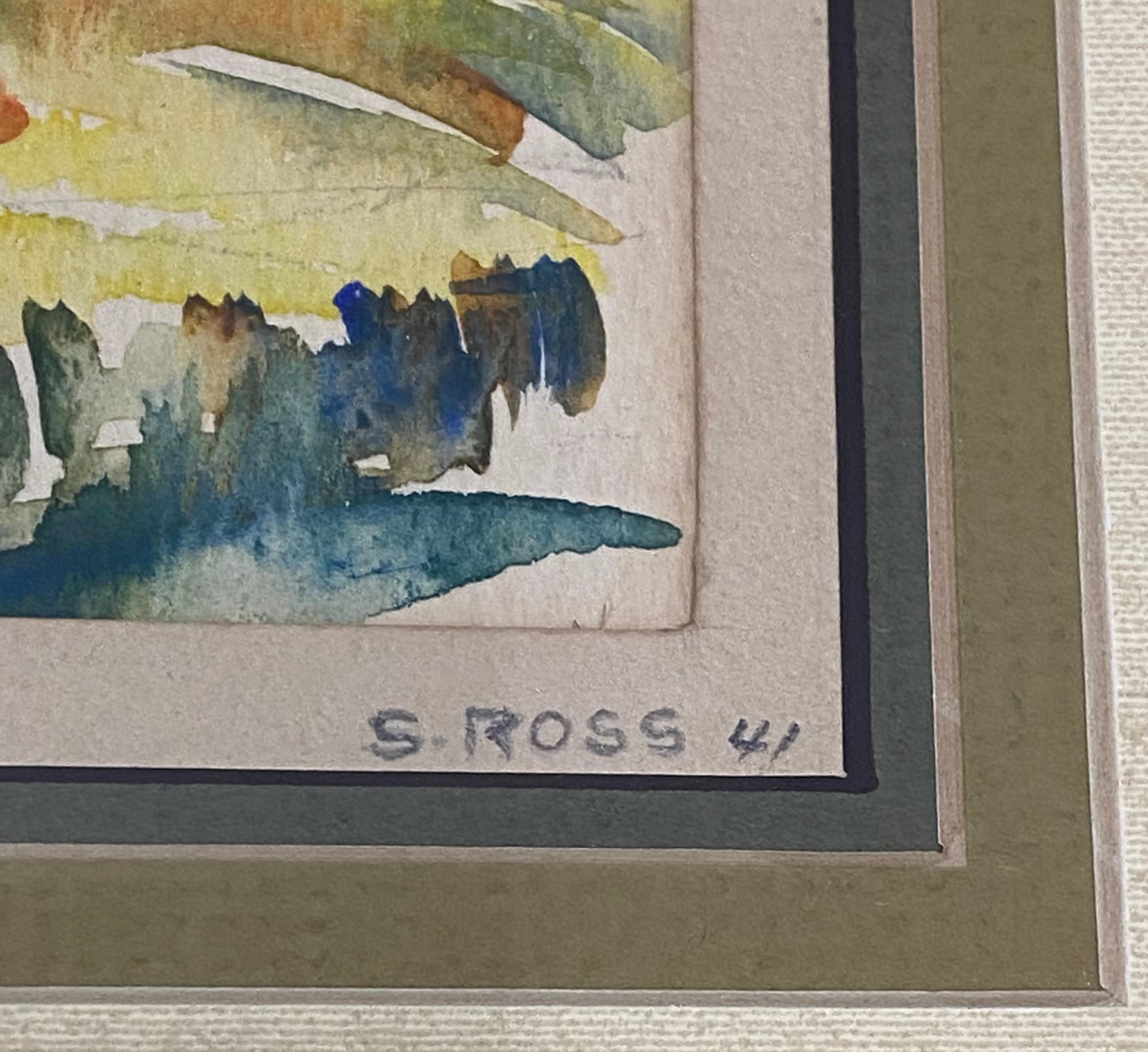 Aquarelle originale de Sinclair Howell Ross «ottage with an Ocean View » (Cottage avec une vue sur l'océan) vers 1941 en vente 8