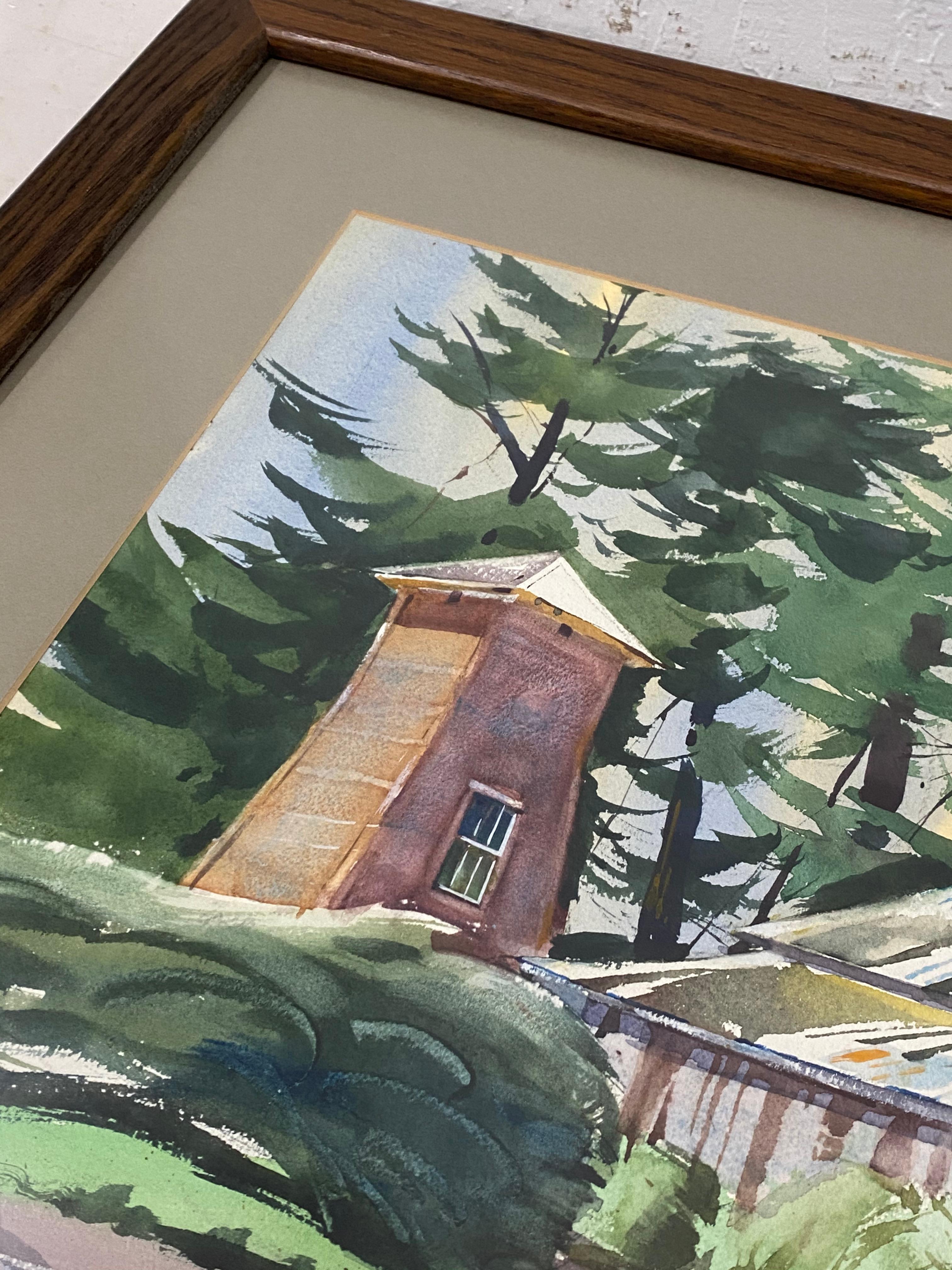 Country Barn Original Watercolor by Meyer (Watercolor Society of America) C.1970 For Sale 4