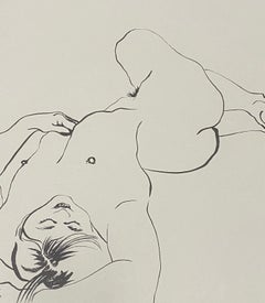 Jody Keane Reclining Nude Original Pen and Ink Drawing 20th c.