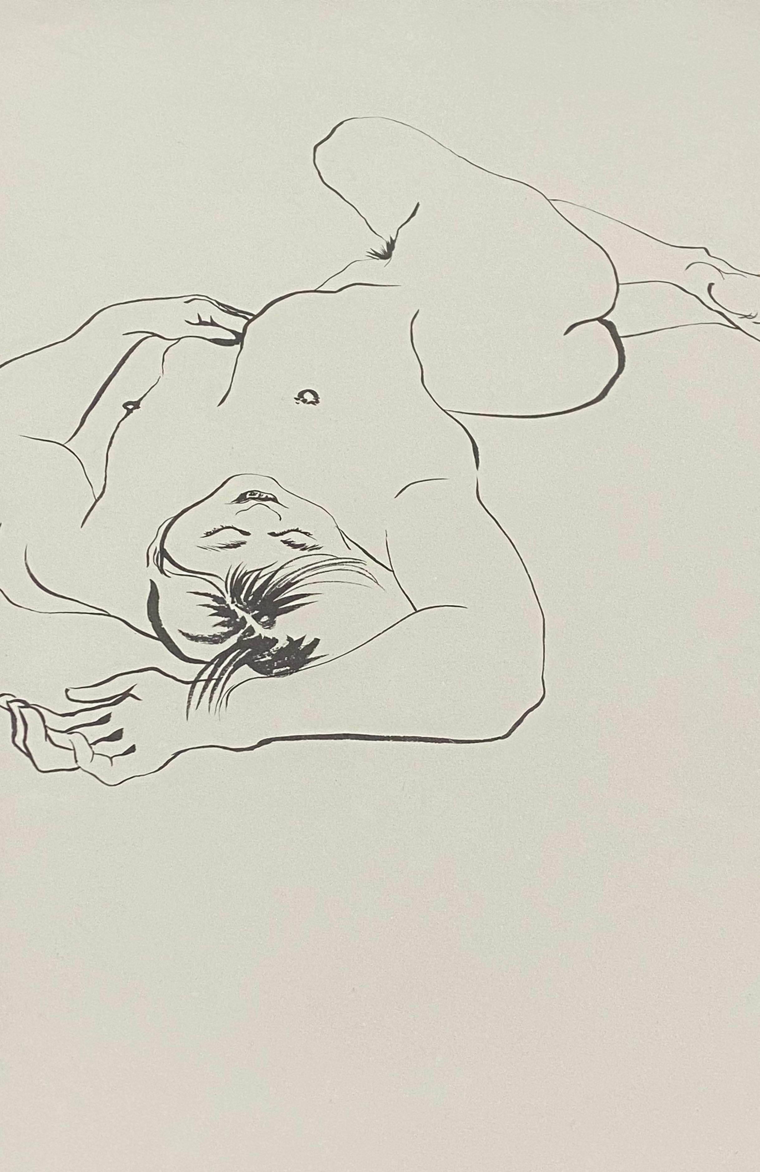 Jody Keane, liegender Akt, Original-Bleistift und Tinte, Zeichnung 20. Jahrhundert im Angebot 3