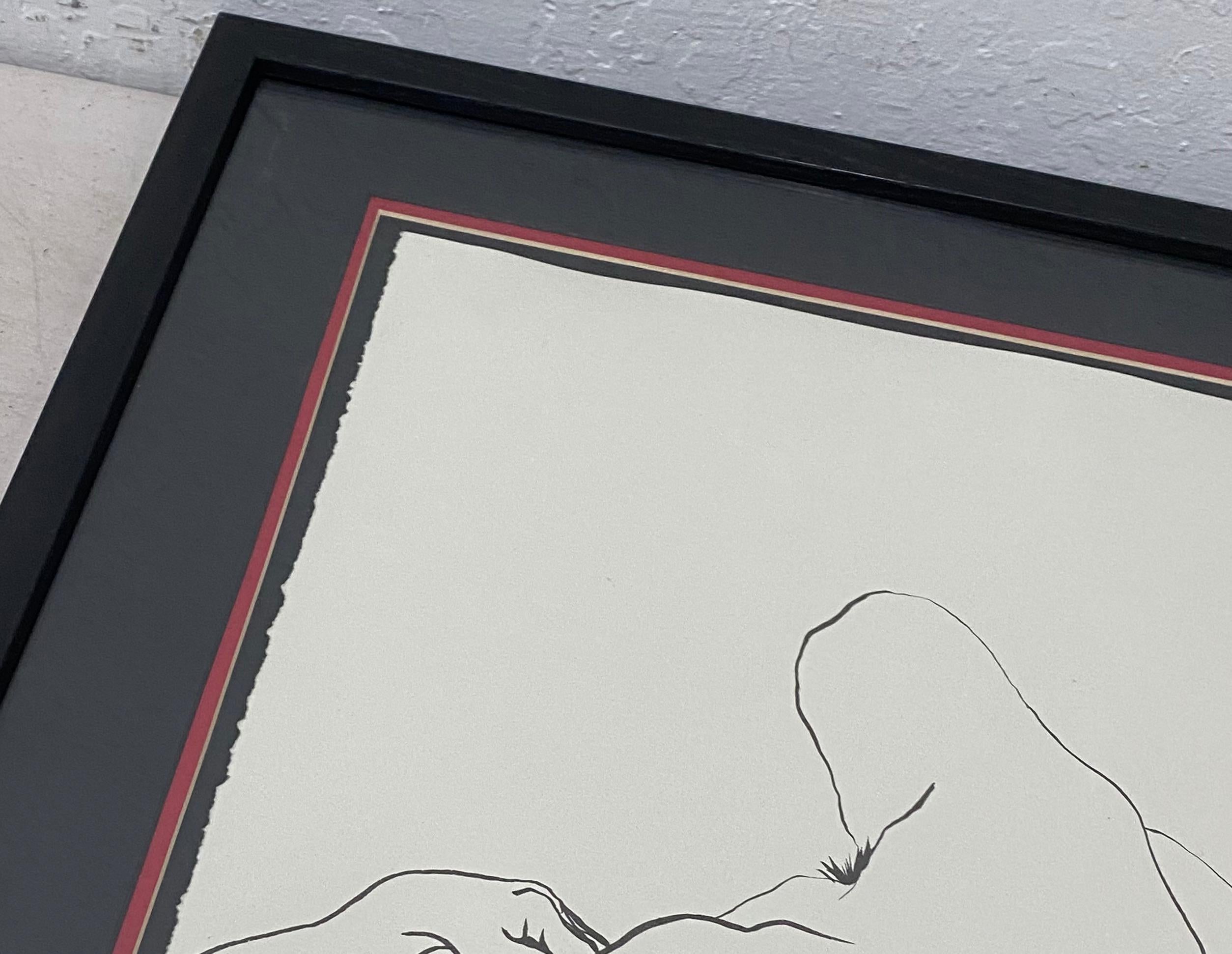 Jody Keane Reclining Nude Original Pen and Ink Drawing 20th c. For Sale 4