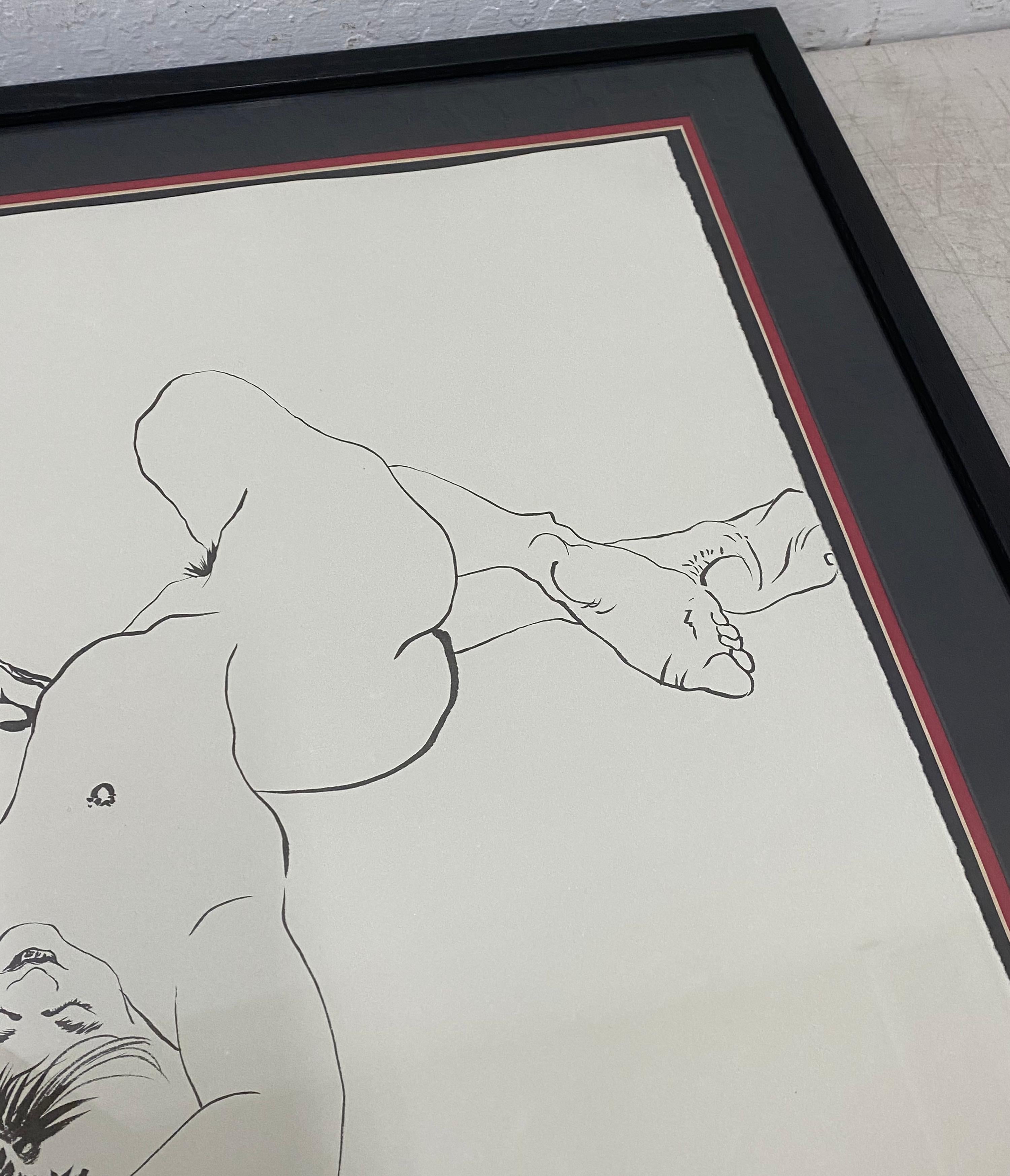 Jody Keane Reclining Nude Original Pen and Ink Drawing 20th c. For Sale 5
