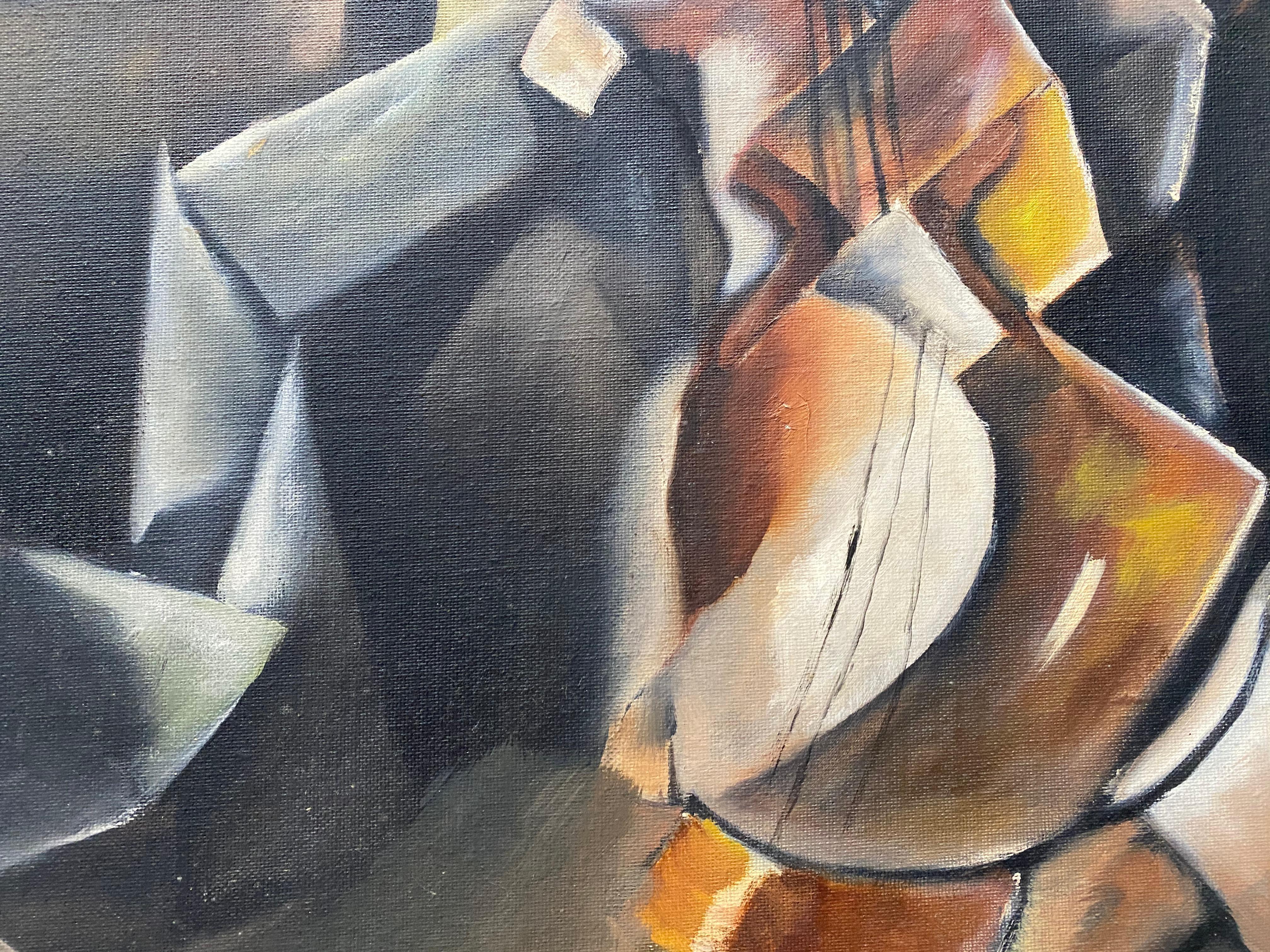 Vintage Cubist Still Life Oil Painting by Al Williams c.1940s to 1950s 9