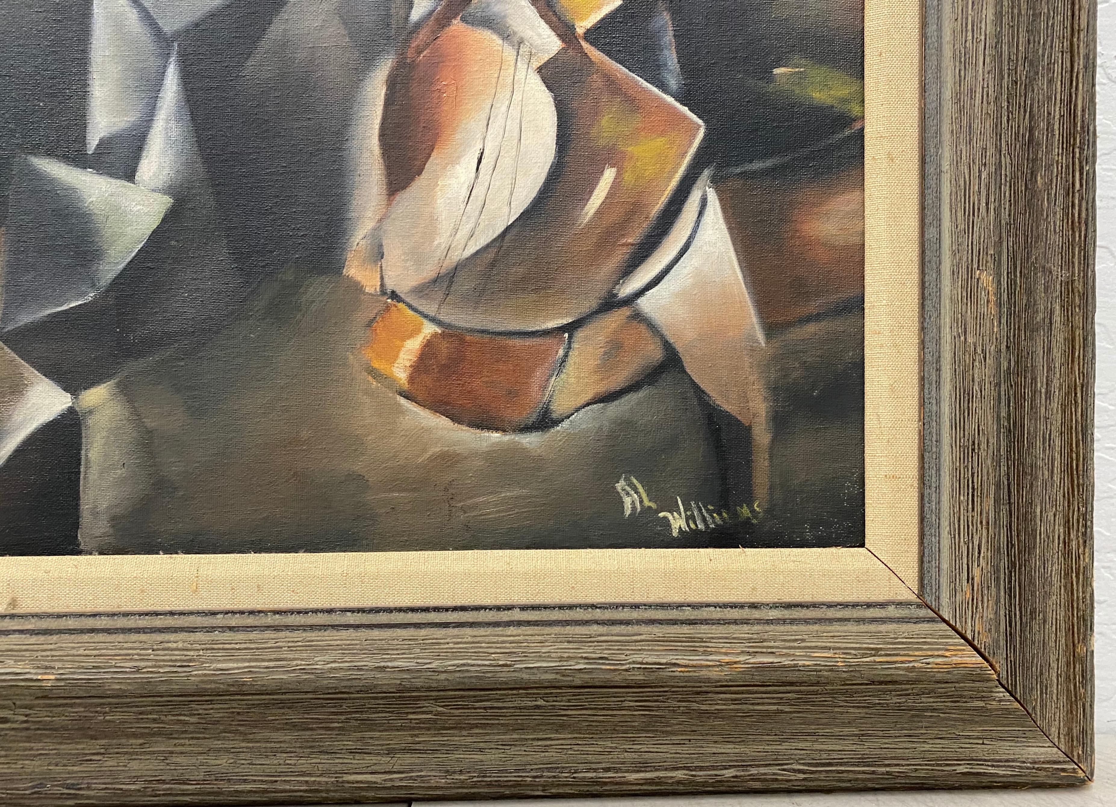 Vintage Cubist Still Life Oil Painting by Al Williams c.1940s to 1950s 1