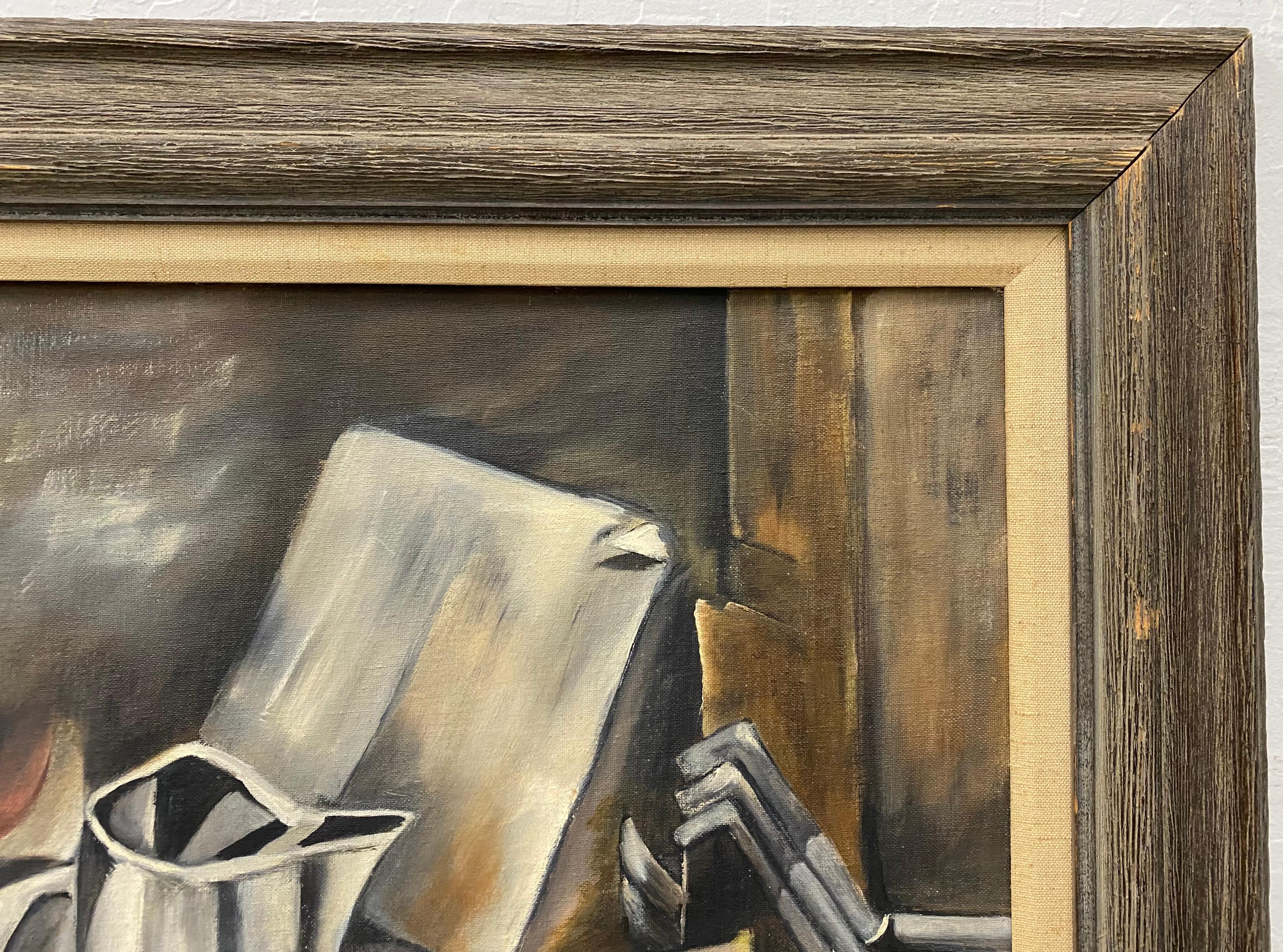 Vintage Cubist Still Life Oil Painting by Al Williams c.1940s to 1950s 2