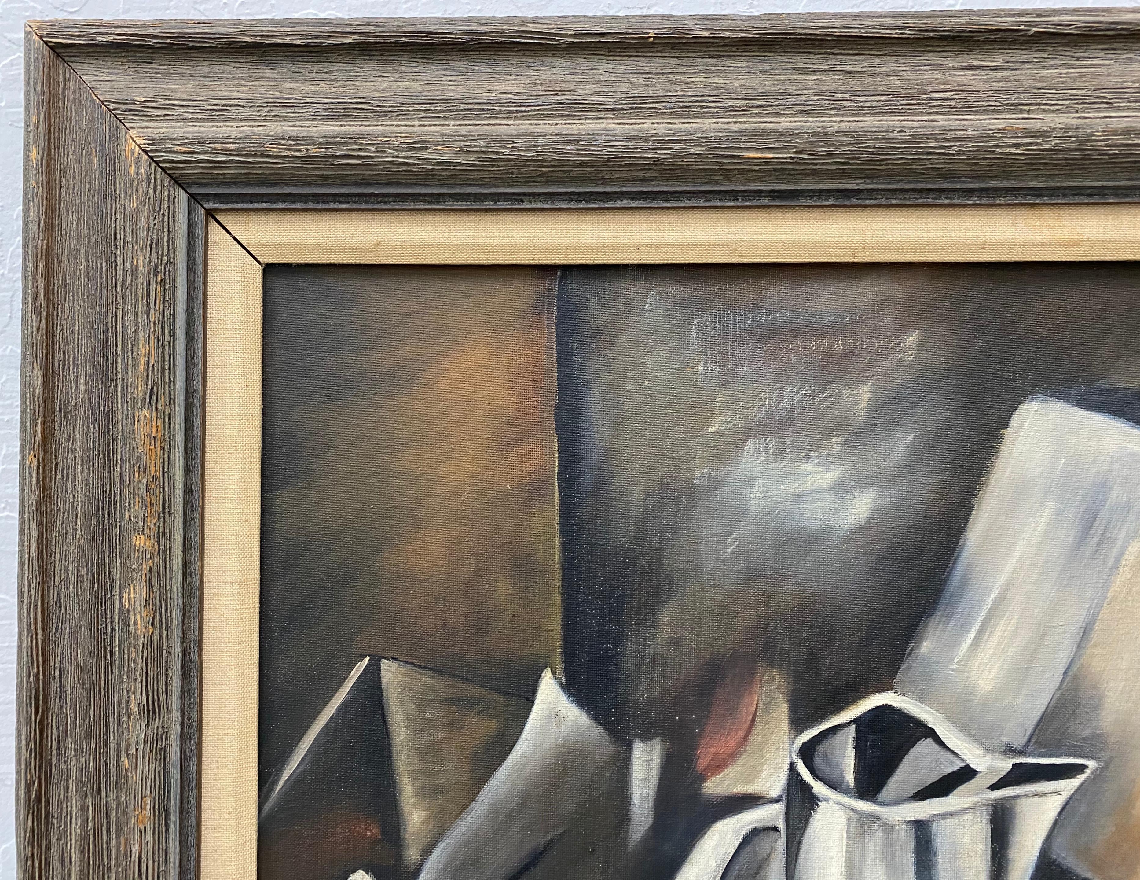 Vintage Cubist Still Life Oil Painting by Al Williams c.1940s to 1950s 3
