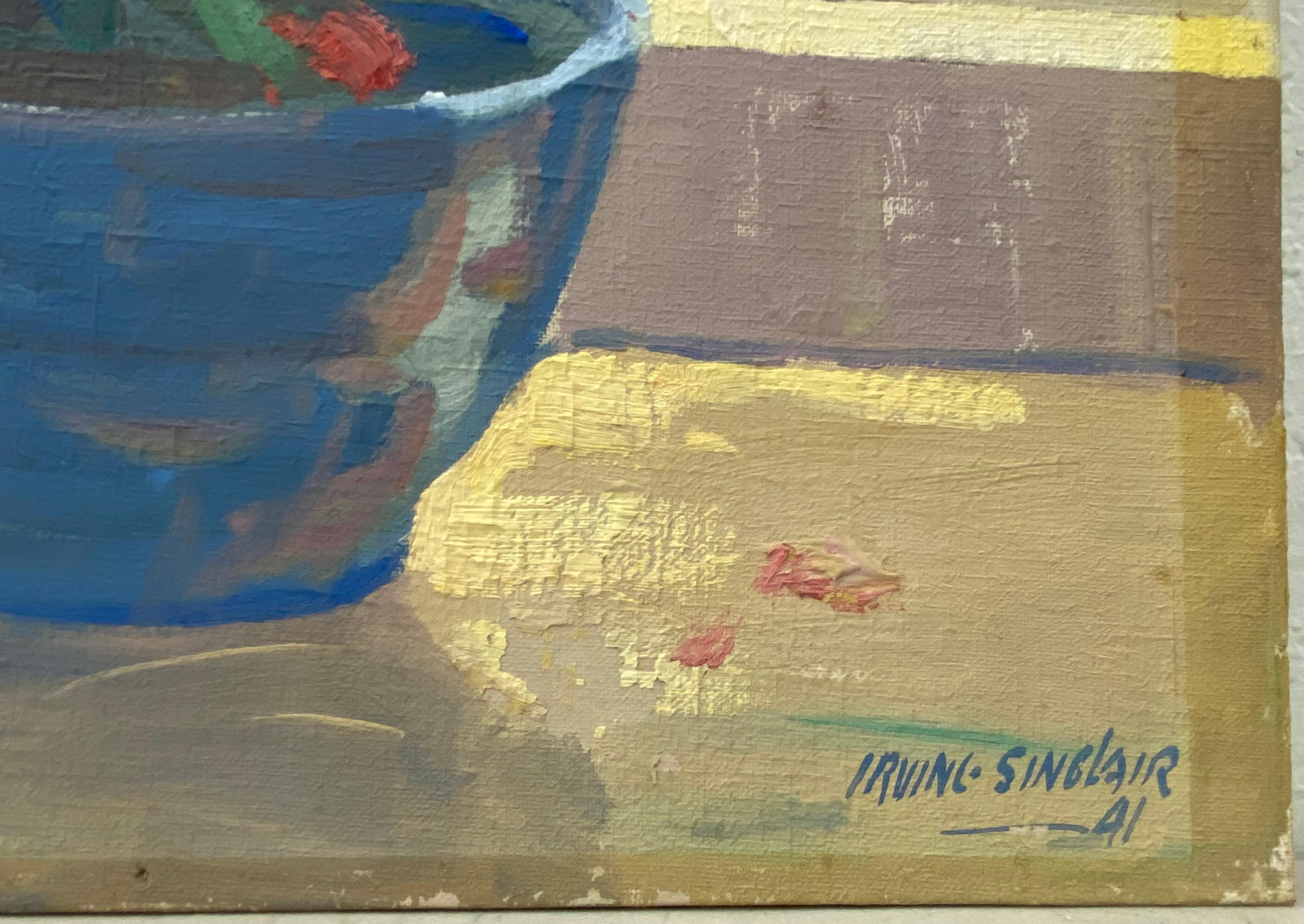 Irving Sinclair (1895-1969) Vintage Floral Still Life Oil Painting C.1941 1