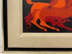 Derrick John Taylor "Wild Horses" Original Mid Modern Oil Painting c.1962