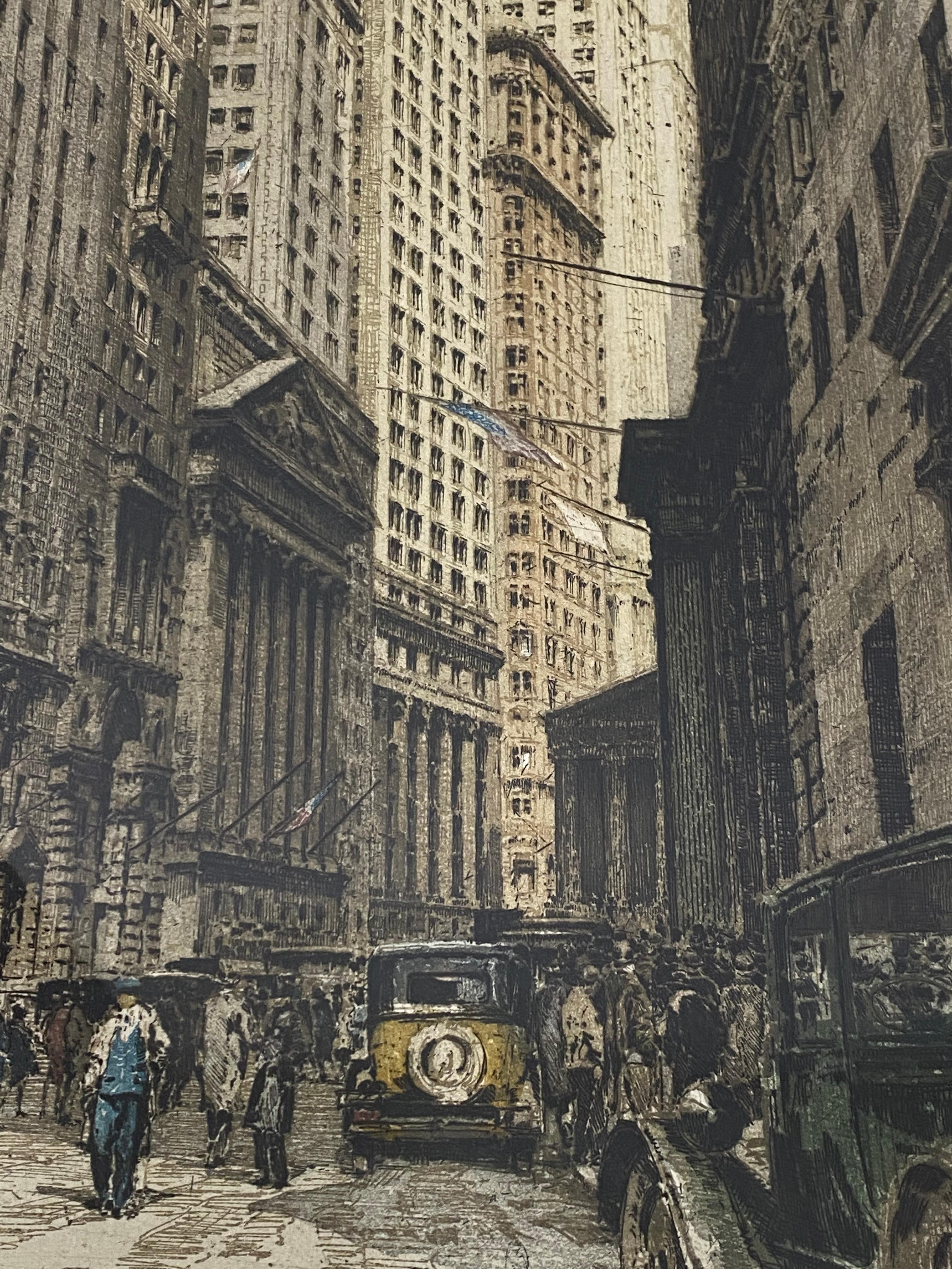 Tanna Kasimir-Hoernes,road Street, New York, gravure à l'eau-forte avec aquatinte, vers 1930 en vente 6