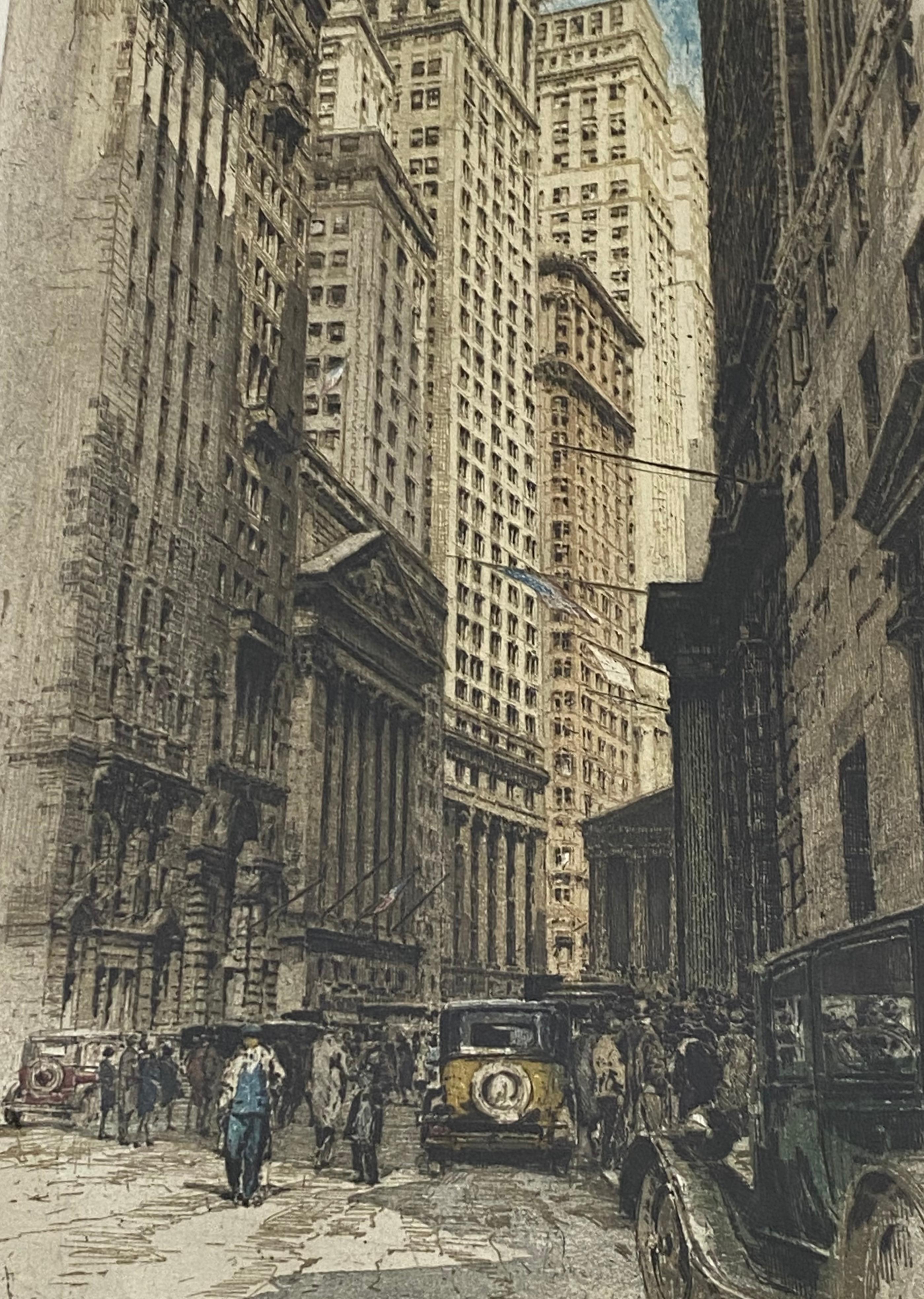 Tanna Kasimir-Hoernes,road Street, New York, gravure à l'eau-forte avec aquatinte, vers 1930 en vente 2