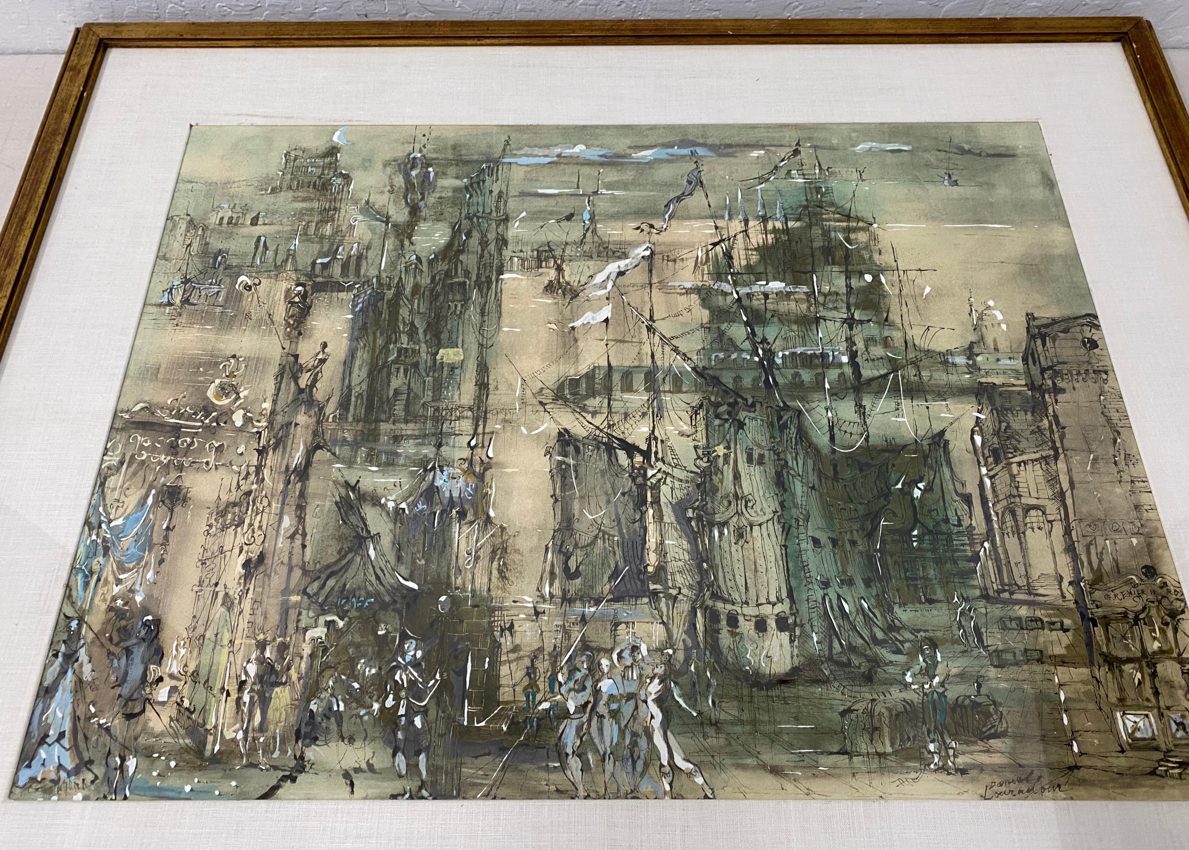 Daniel Louradour "Carnival in Venice" after the 15th century opera

Dimensions 26.5" wide x 19.5" high

The lightly distressed frame measures 36" wide x 30" high

Signed in the lower right corner

Good vintage condition

Daniel Louradour (French