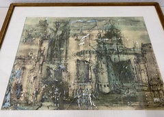 Retro Daniel Louradour "Carnival in Venice" Original Mixed Media C.1970