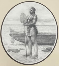 Edwin Kayton "Hawaiian Man" Original Graphite Portrait C.1998